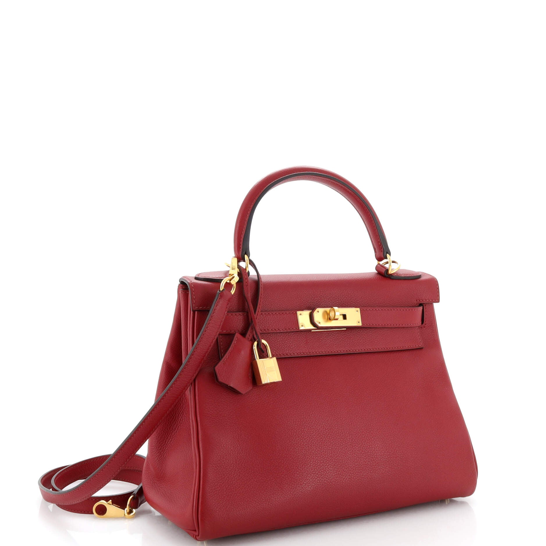 Hermes Rouge Casaque Evercolor Leather Gold Hardware Kelly