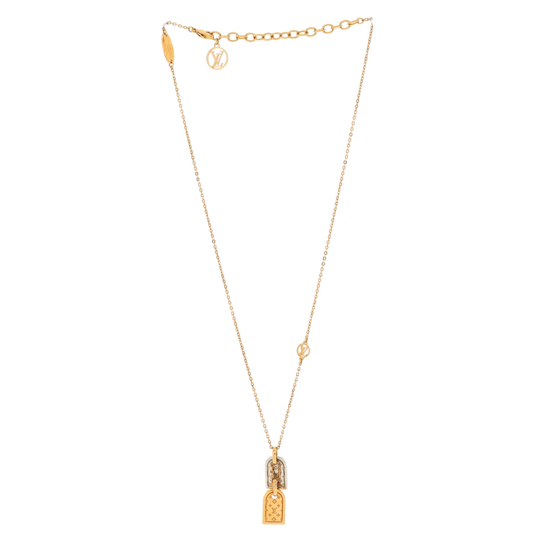 Louis Vuitton LV Collier Fluo Charm Pendant Necklace Metal Orange 141768171