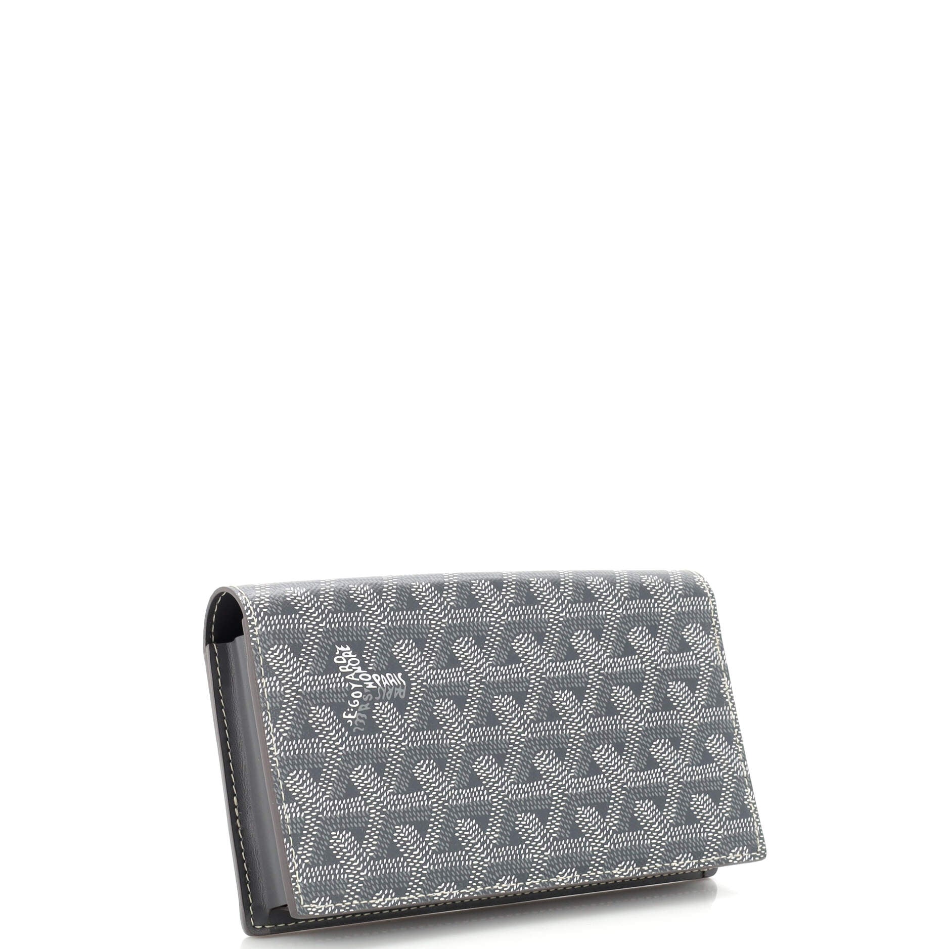 Goyard, Bags, Goyard Grey Long Richelieu Leather Canvas Wallet