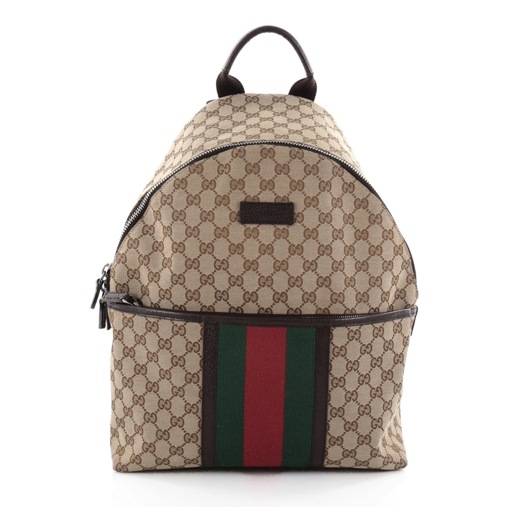 Buy Gucci Web Backpack GG Canvas Medium Brown 2280801 – Rebag