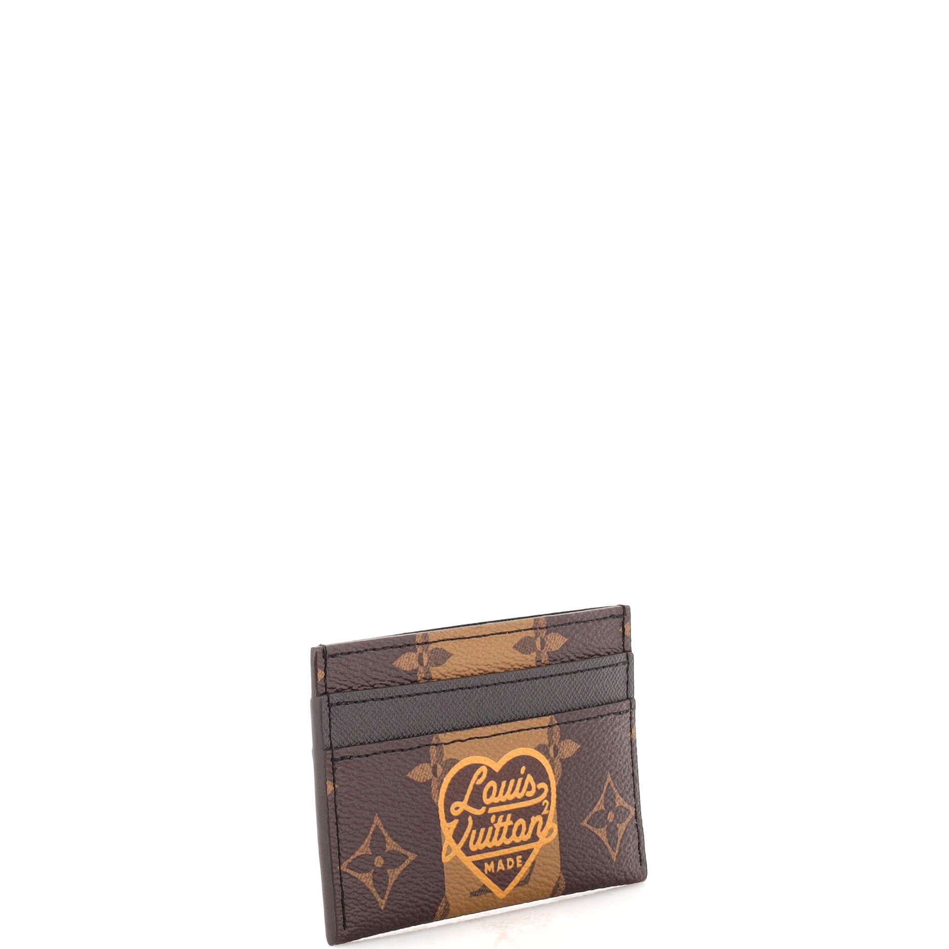 Louis Vuitton Double Card Holder Monogram Stripes Brown Canvas For