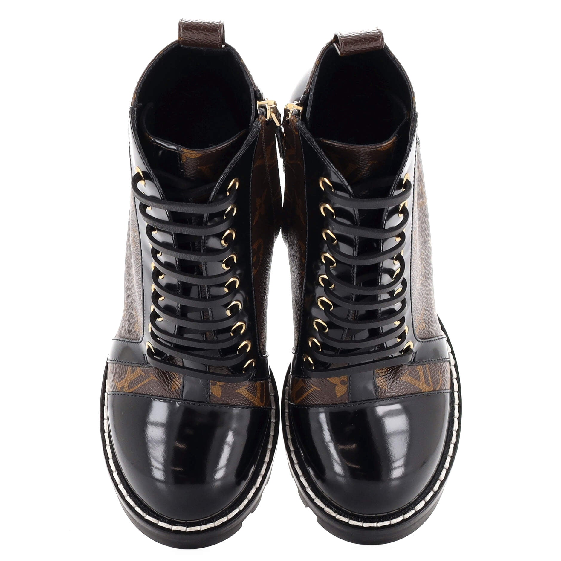 Louis Vuitton Women's Star Trail Ankle Boots Monogram Canvas with Patent  Black 2354611