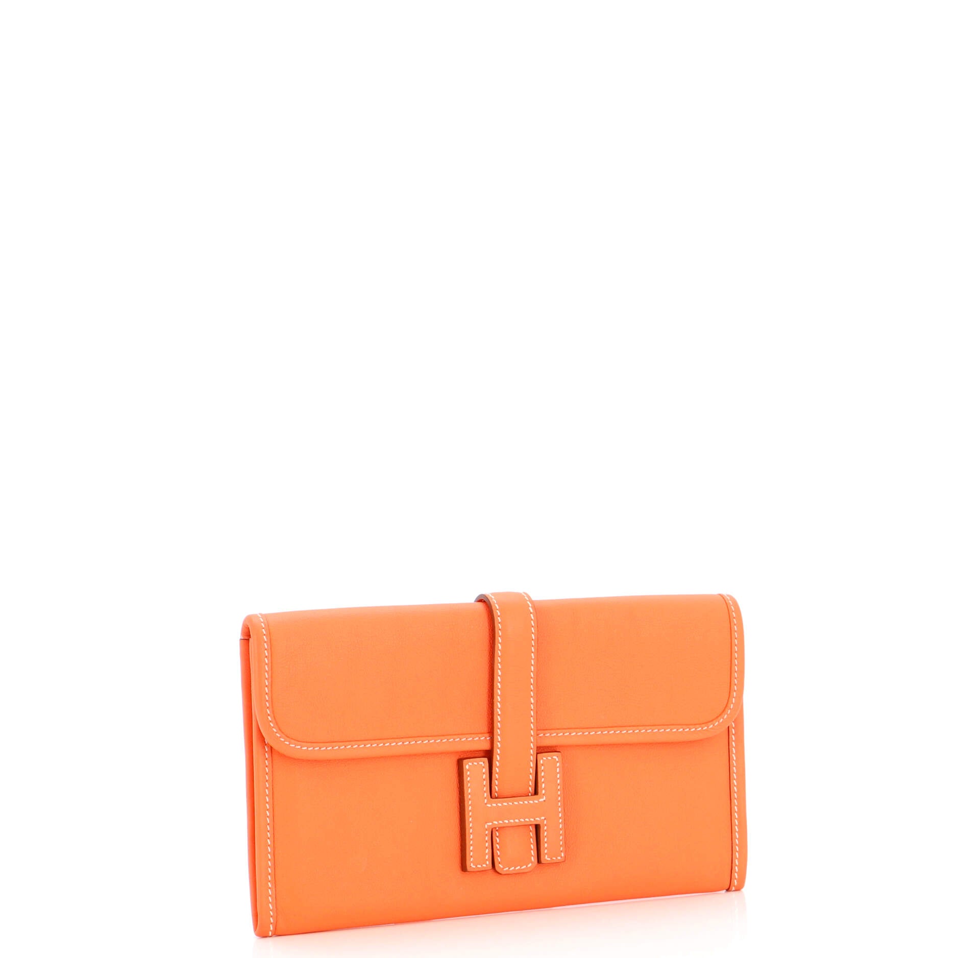 Hermes Jige Elan Clutch Epsom Leather In Orange