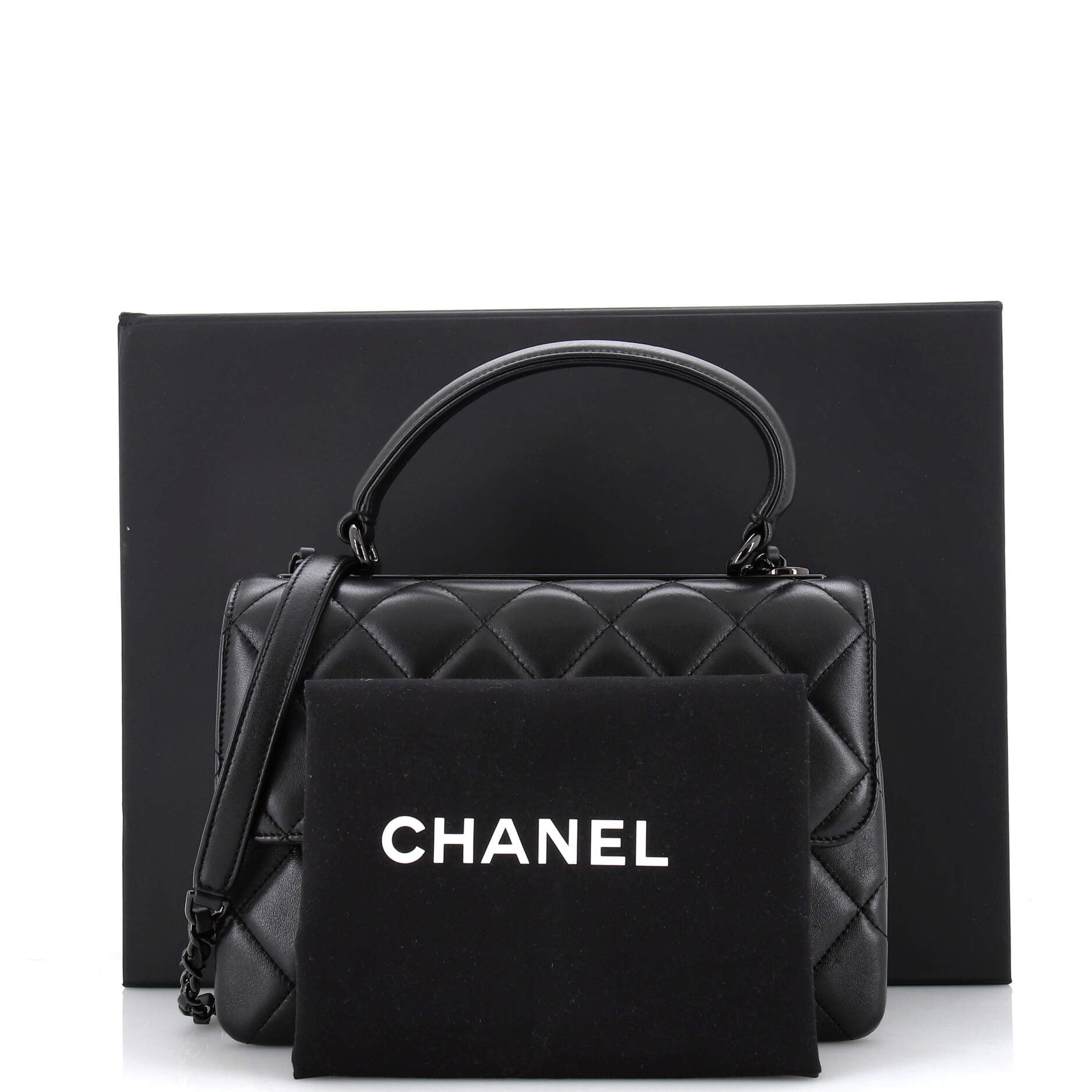 Chanel Black Quilted Calfskin Leather Medium Coco Luxe Top Handle Flap Bag