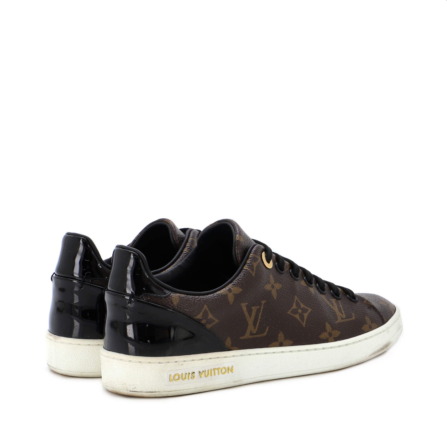 Louis Vuitton Black Monogram Canvas and Patent Leather Frontrow Sneakers  Size 37 Louis Vuitton