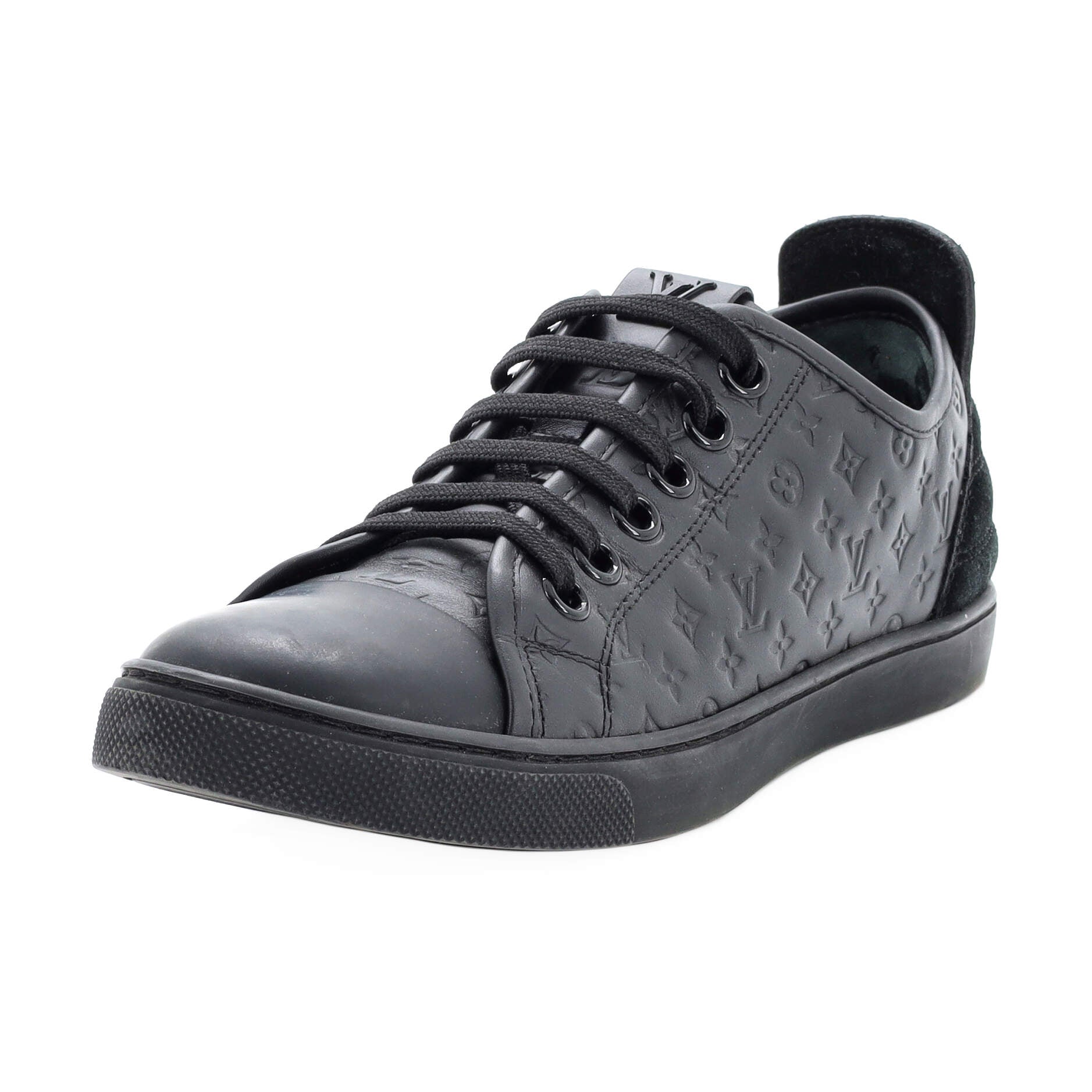 Louis Vuitton Men's Black Embossed Leather Luxembourg Sneakers