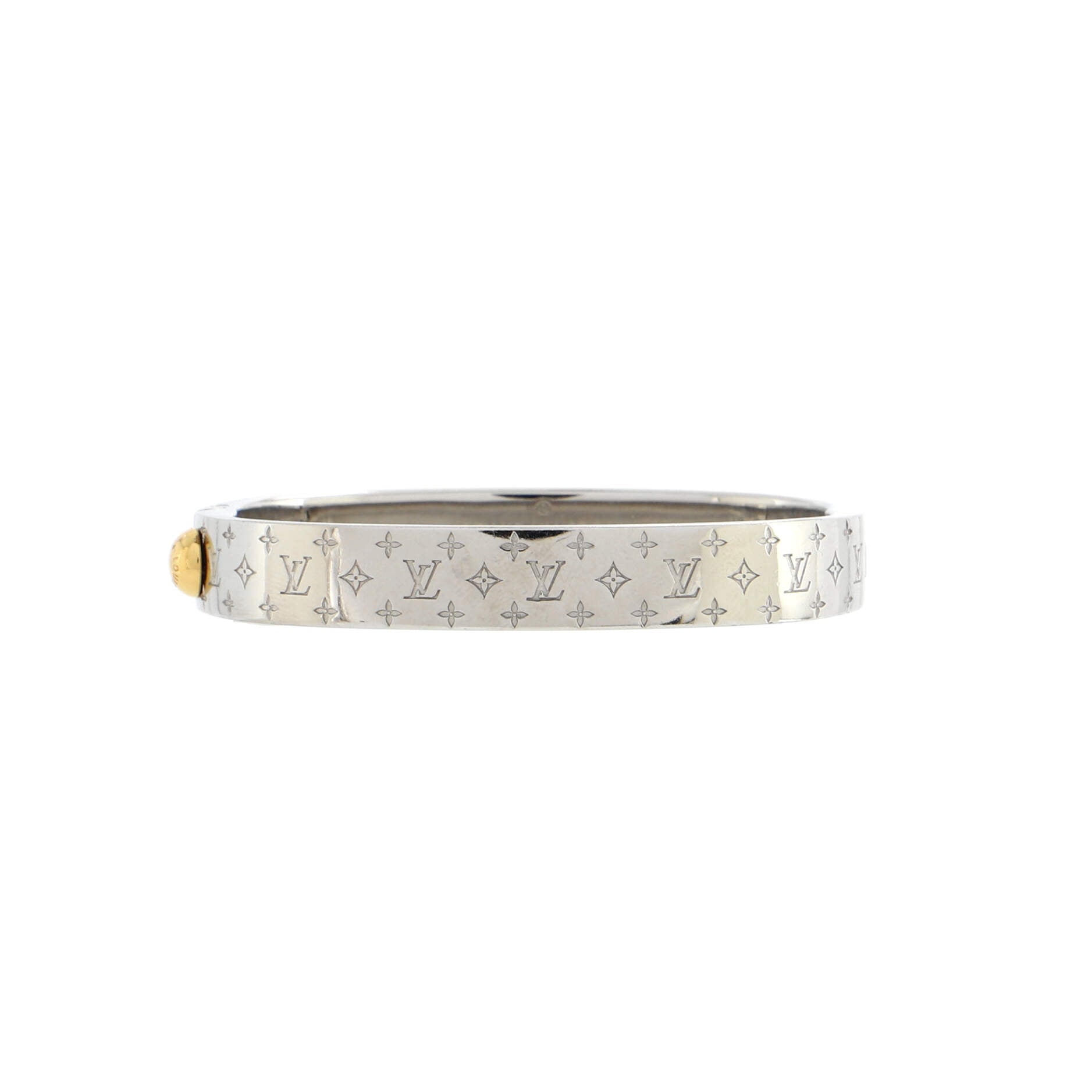 Louis Vuitton Bracelet Nanogram Cuff Monogram S in Palladium with