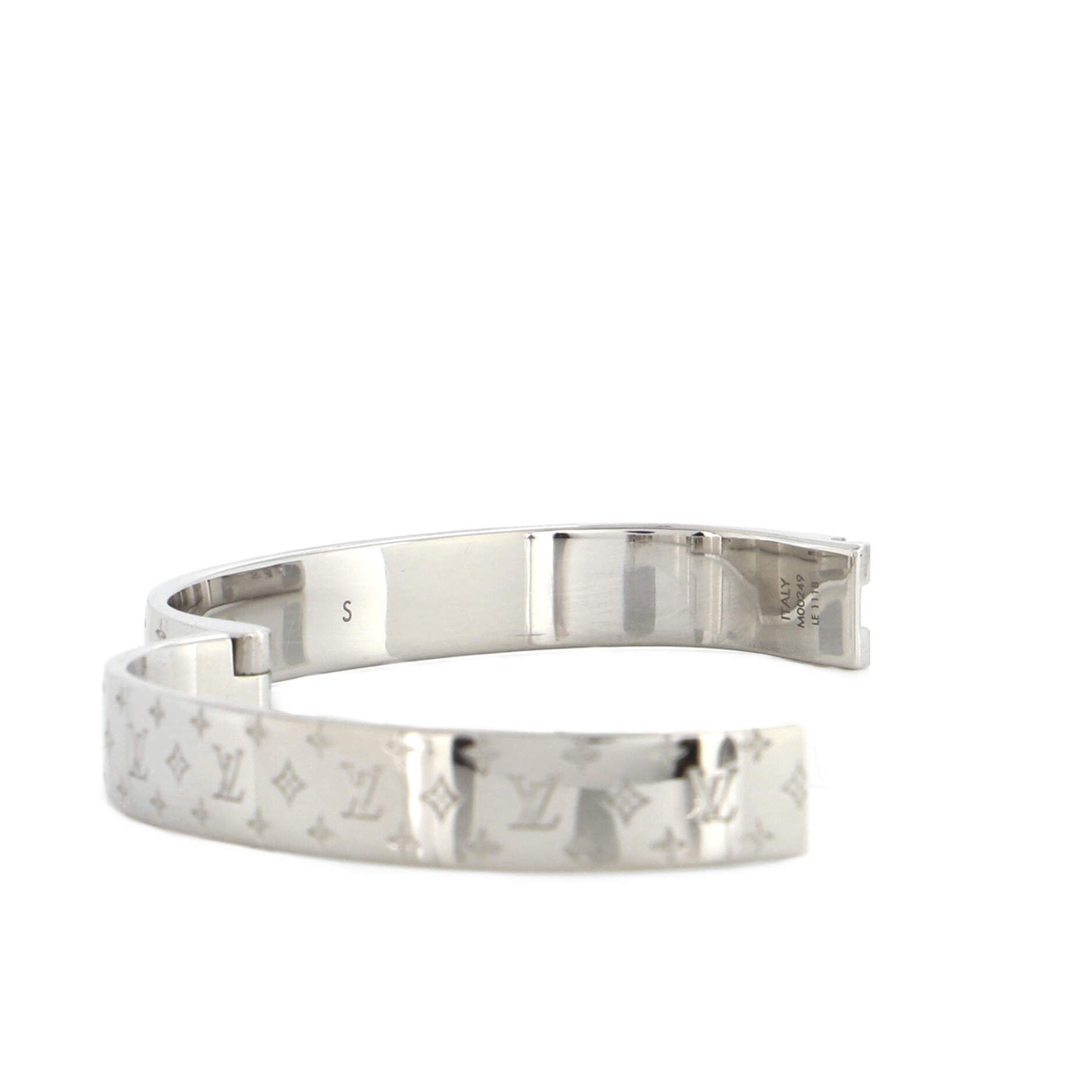 Louis Vuitton Bracelet Nanogram Cuff Monogram S in Palladium with