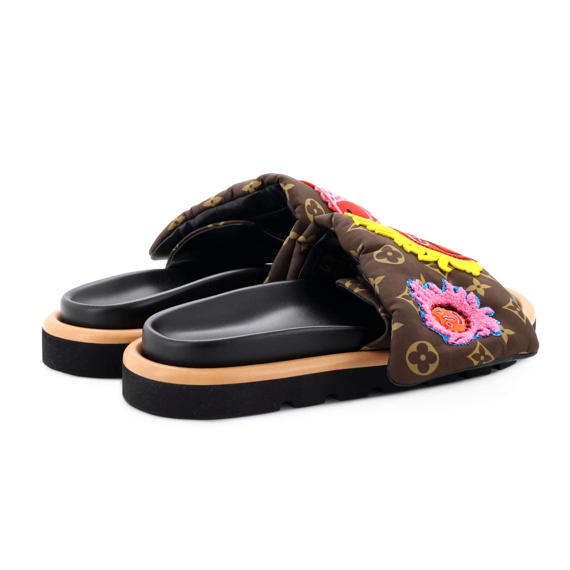 Louis Vuitton Women's Sunbath Flat Mule Sandals Monogram Canvas and Patent  Black 1691081