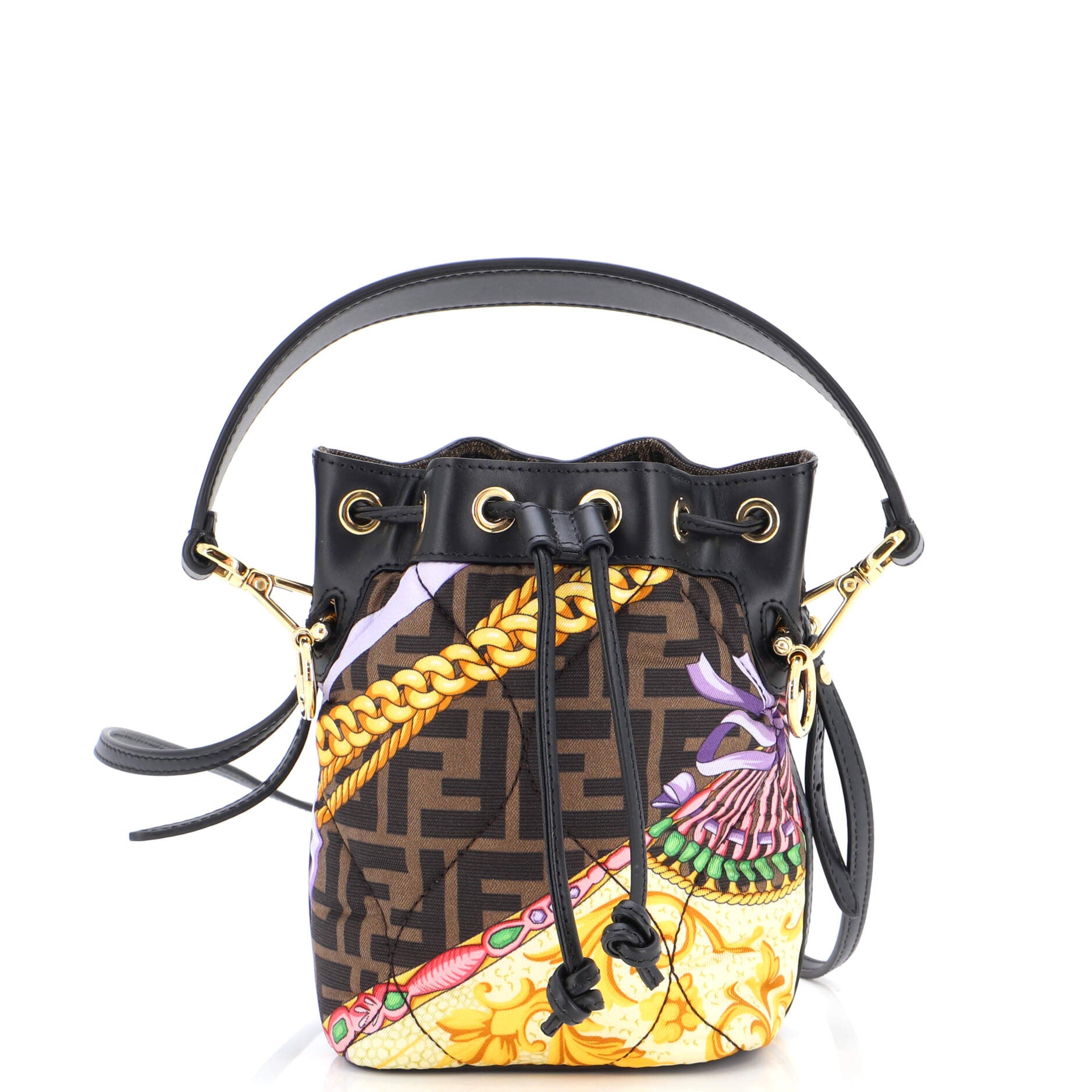 Fendi, Bags, Fendi Mini Mon Tresor Tapestry Fabric Shoulder Bag