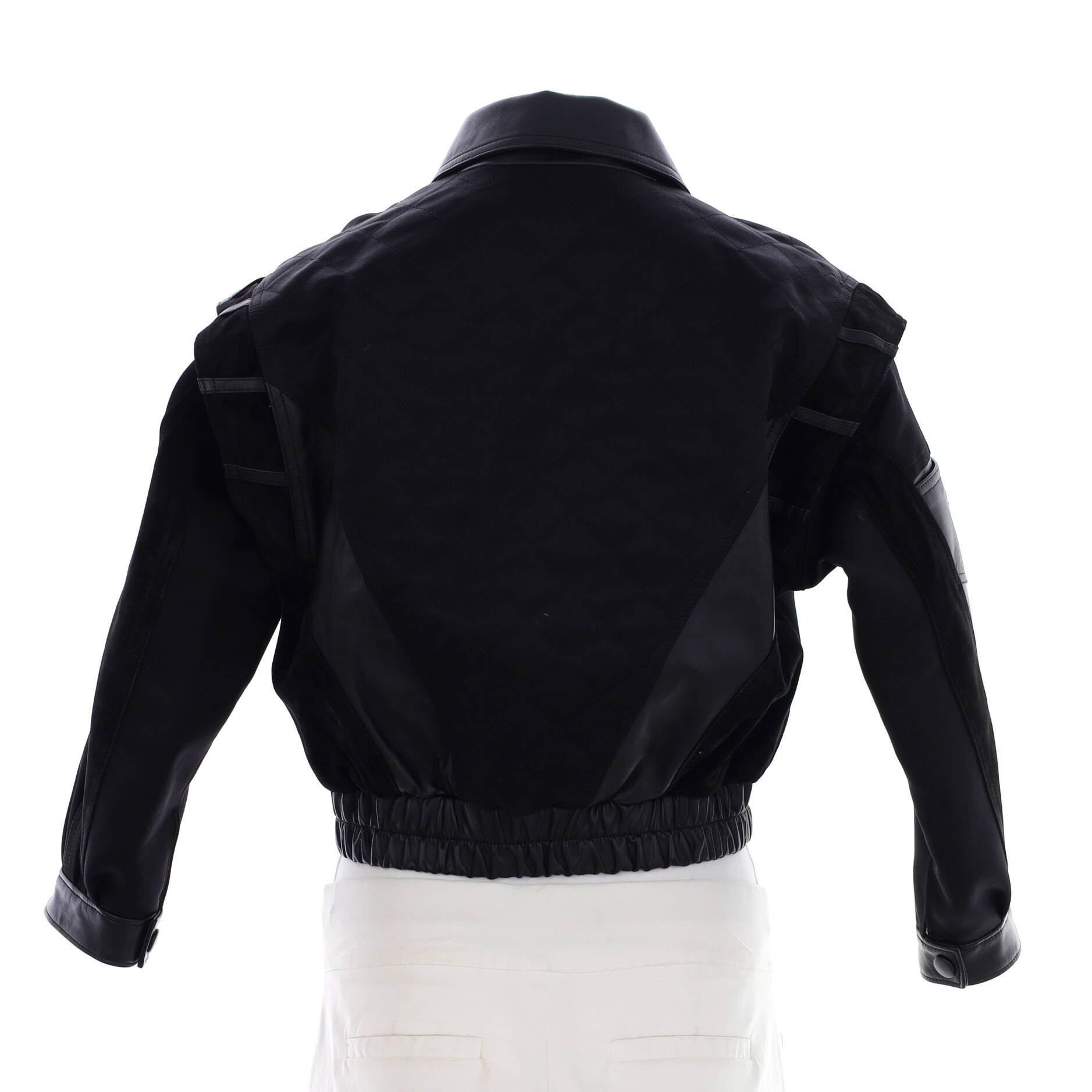 Louis Vuitton Black Leather & Silk Quilted Biker Jacket L Louis Vuitton