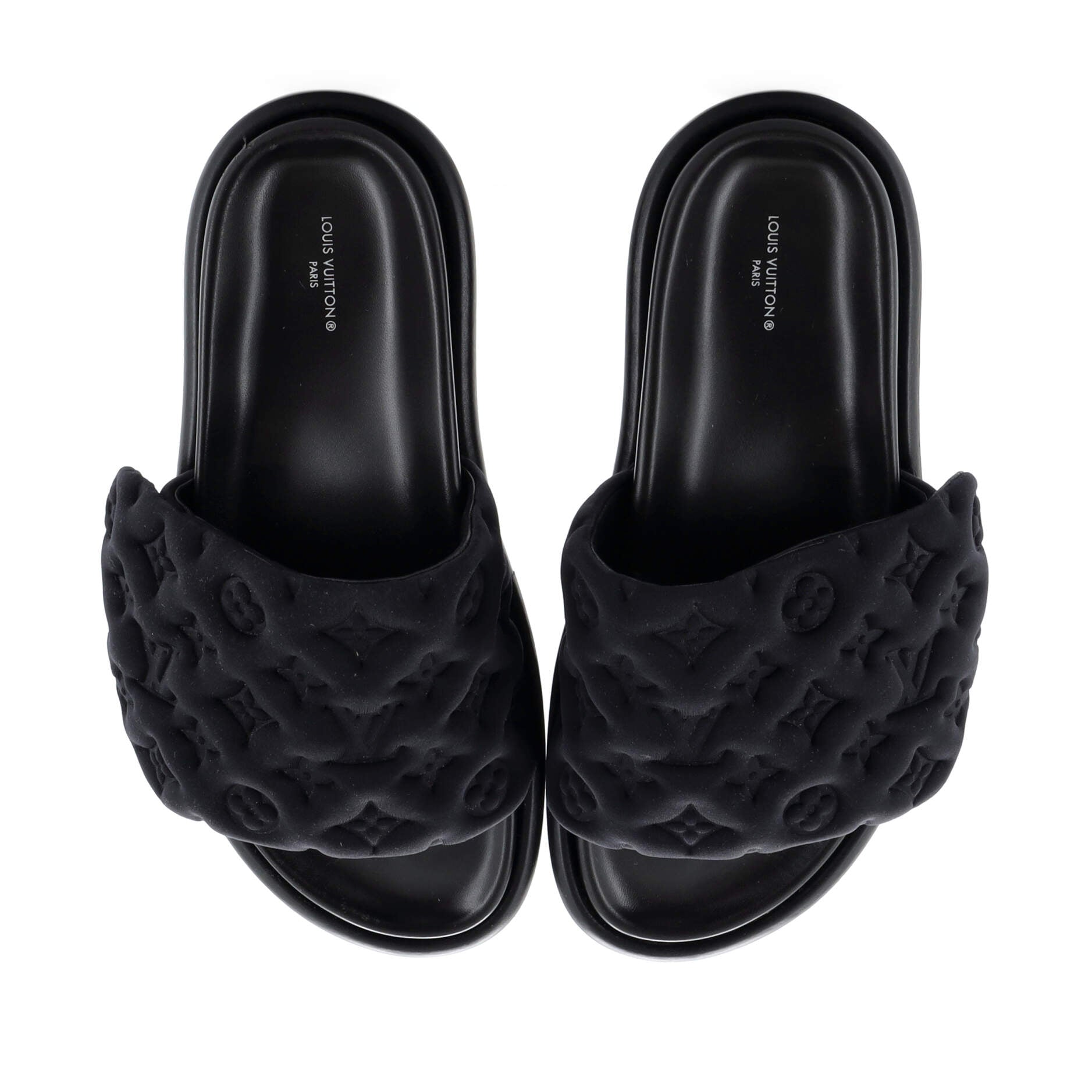 Louis Vuitton // Black & Brown Monogram Sunbath Flat Mules – VSP Consignment