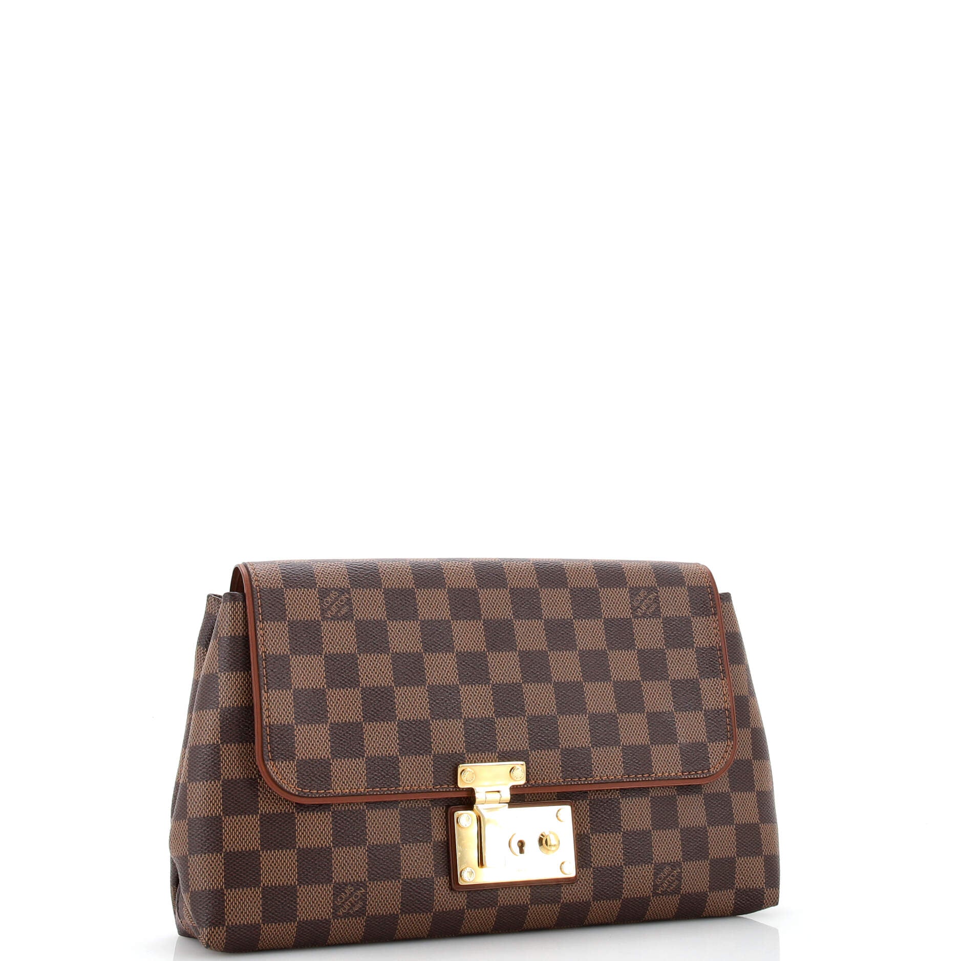 Authentic Louis Vuitton Brown Pochette Ascot Damier Clutch W/Keys