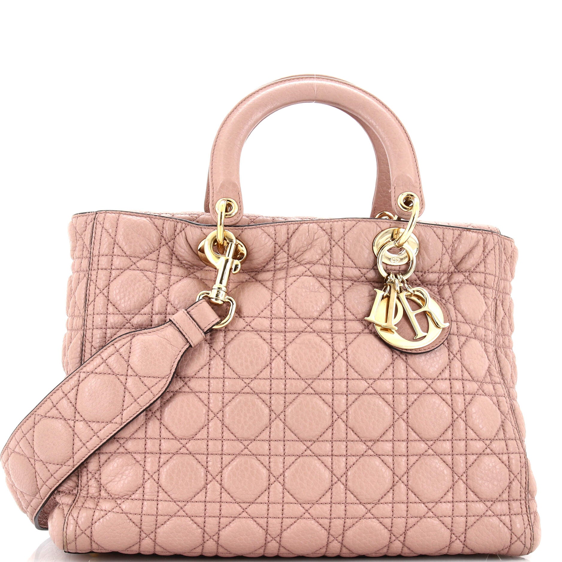Lady Dior Bag Cannage Quilt Grained Calfskin Large