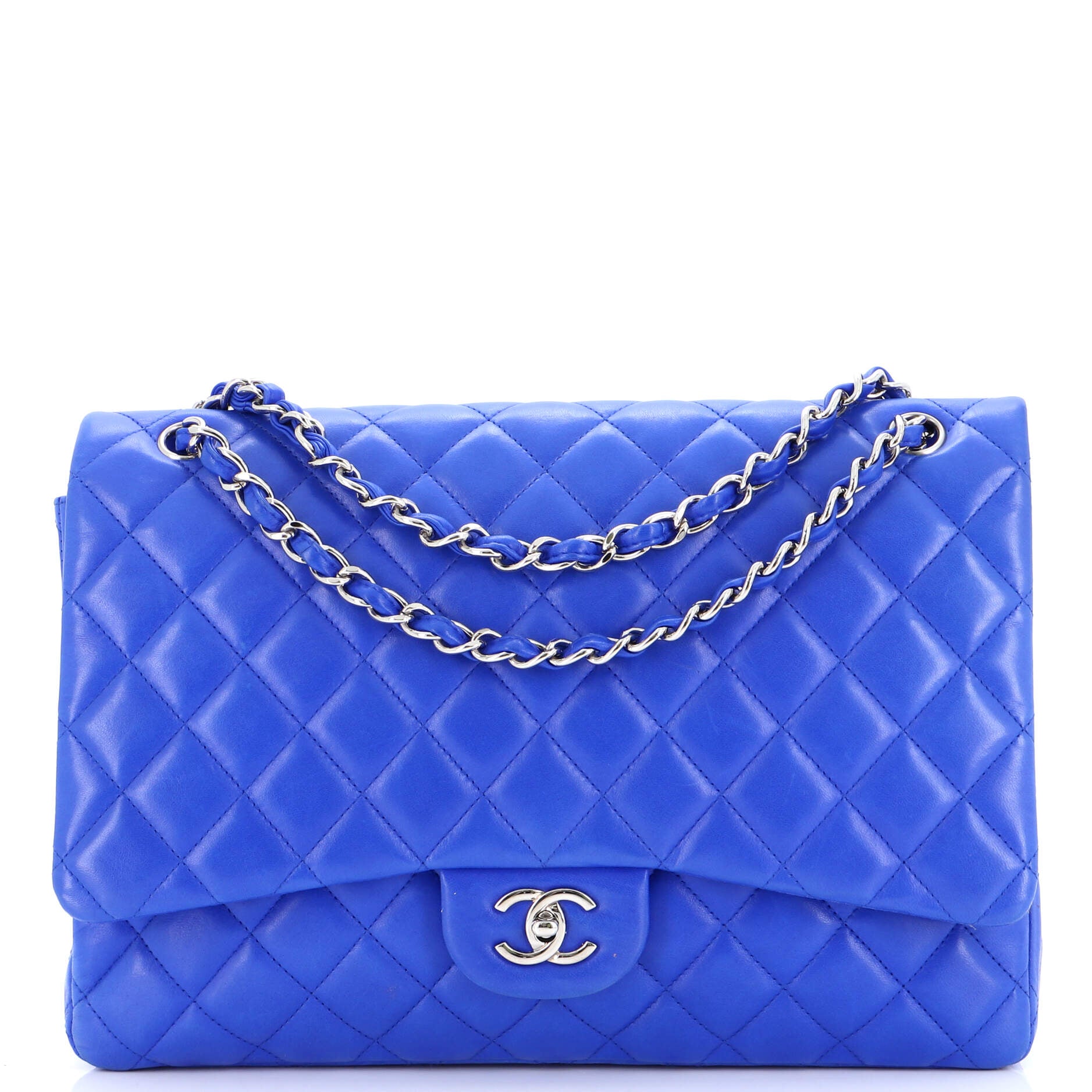 Chanel Denim Mood Hobo Logo Printed Quilted Denim Maxi Blue