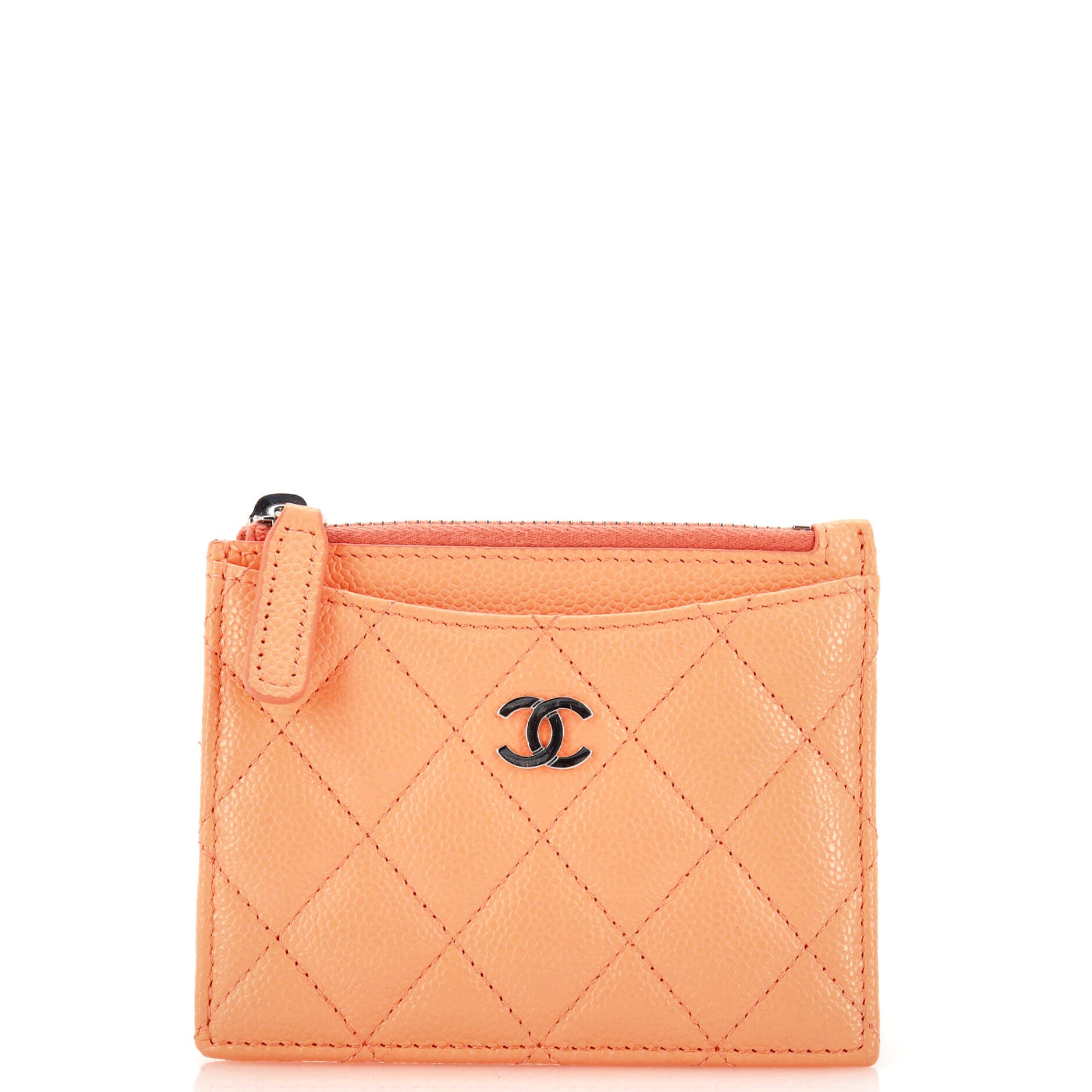 CHANEL Caviar Quilted CC Zip Card Holder Black | FASHIONPHILE