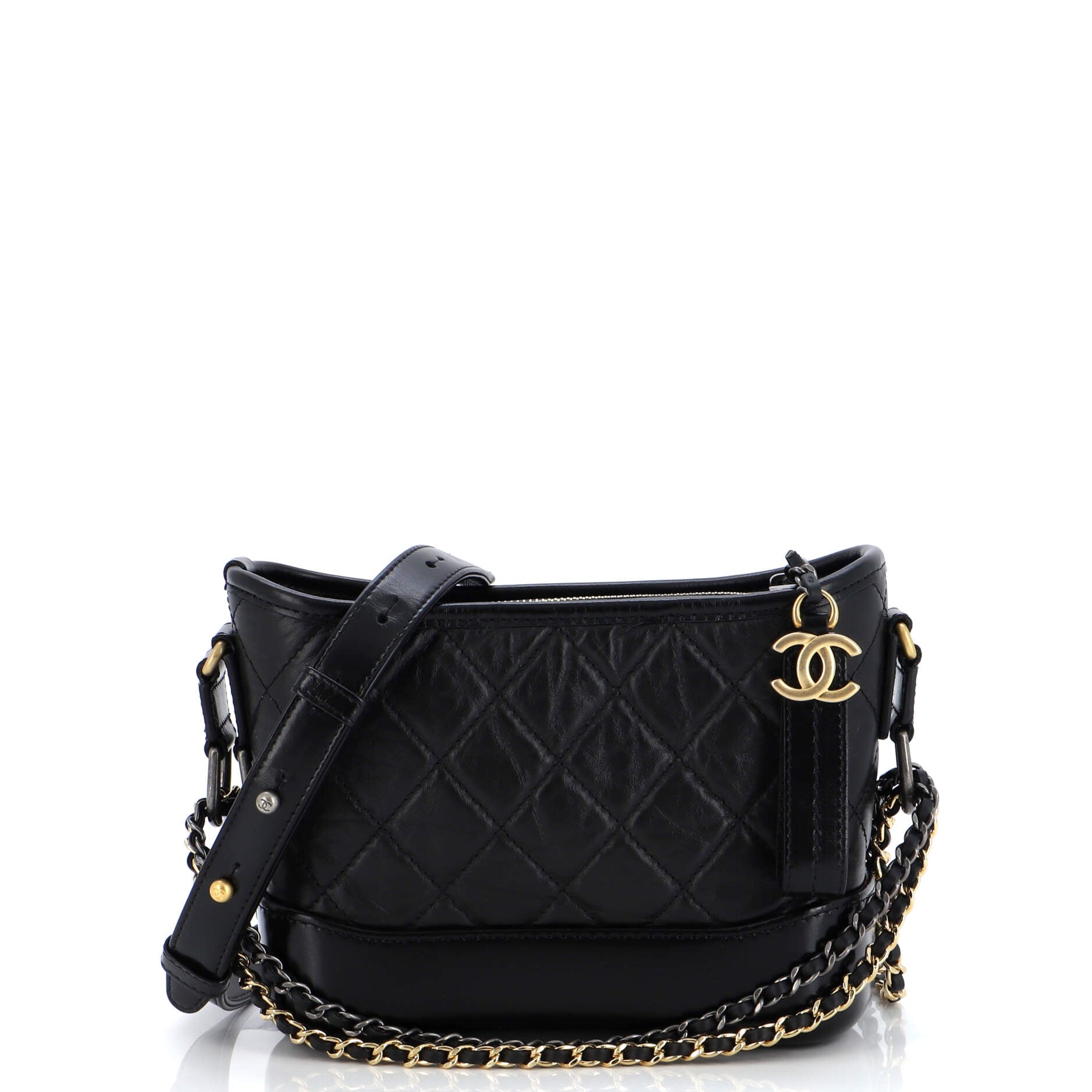 Chanel Black/White Quilted Leather Gabrielle Medium Hobo Bag - Yoogi's  Closet