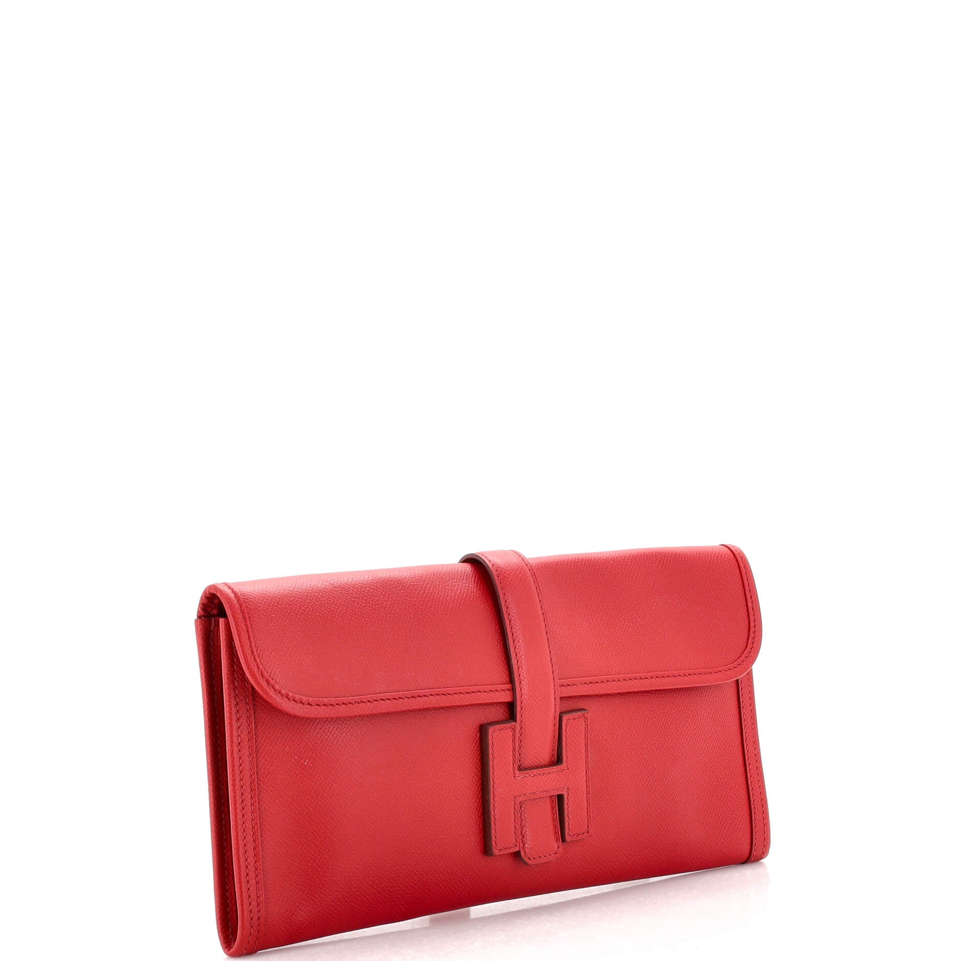 Hermes Jige Elan Clutch Epsom Leather In Red