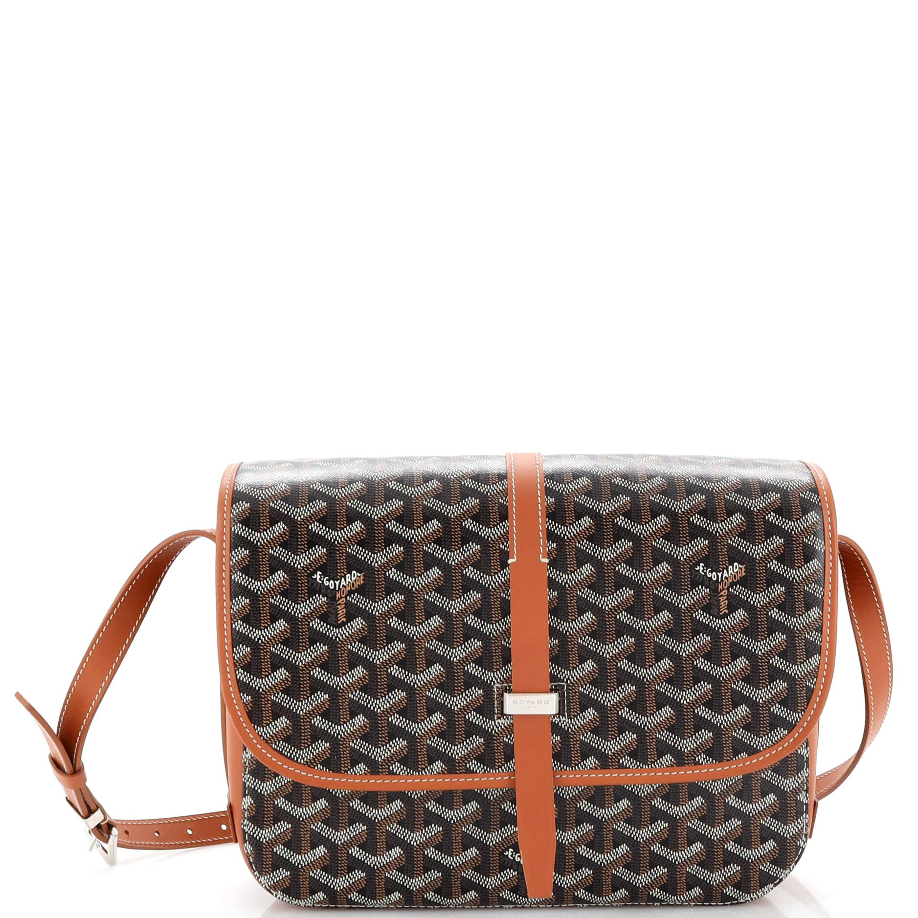 Goyard Brown Goyardine Coated Canvas and Leather Belvedere MM Saddle Bag  Goyard