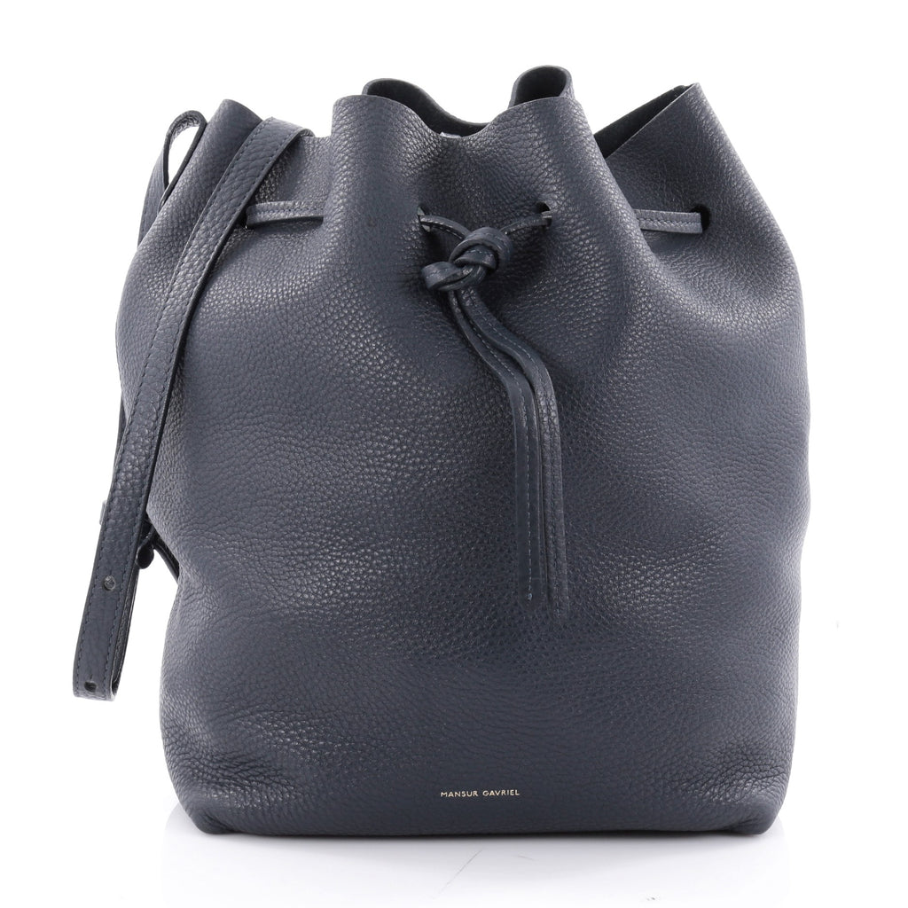 tumbled leather bucket bag