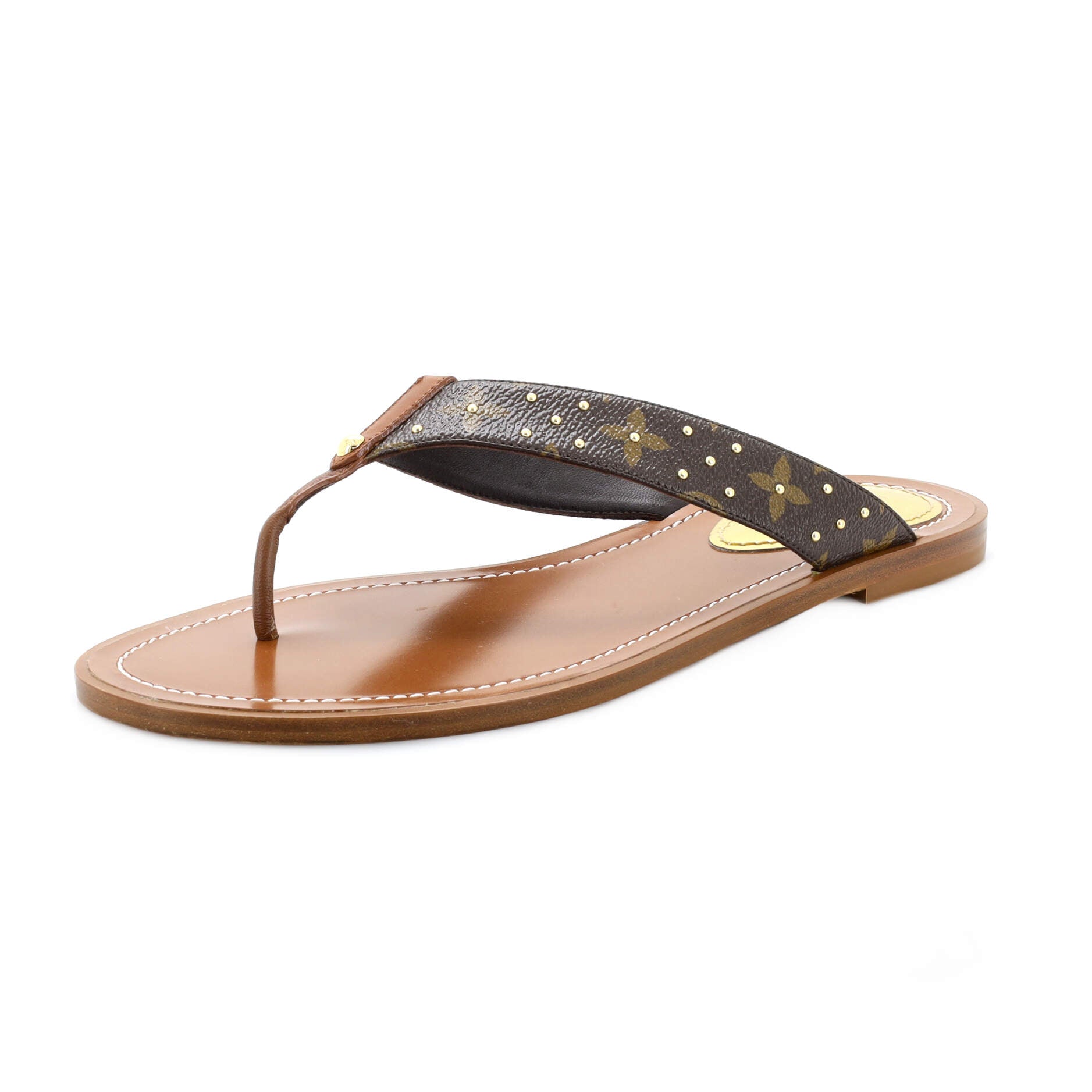 Louis Vuitton Women's Paseo Flat Comfort Sandal Studded Monogram Canvas and  Leather