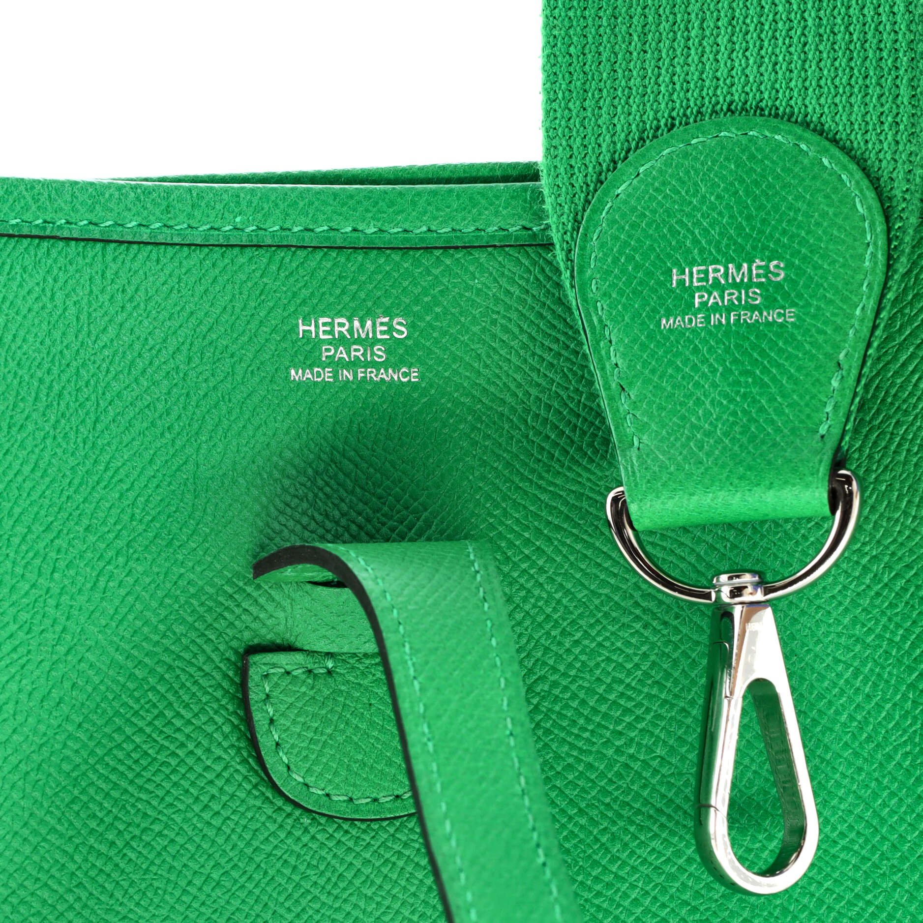 Hermes Evelyne III PM Epsom Bamboo Green Leather Crossbody Bag For