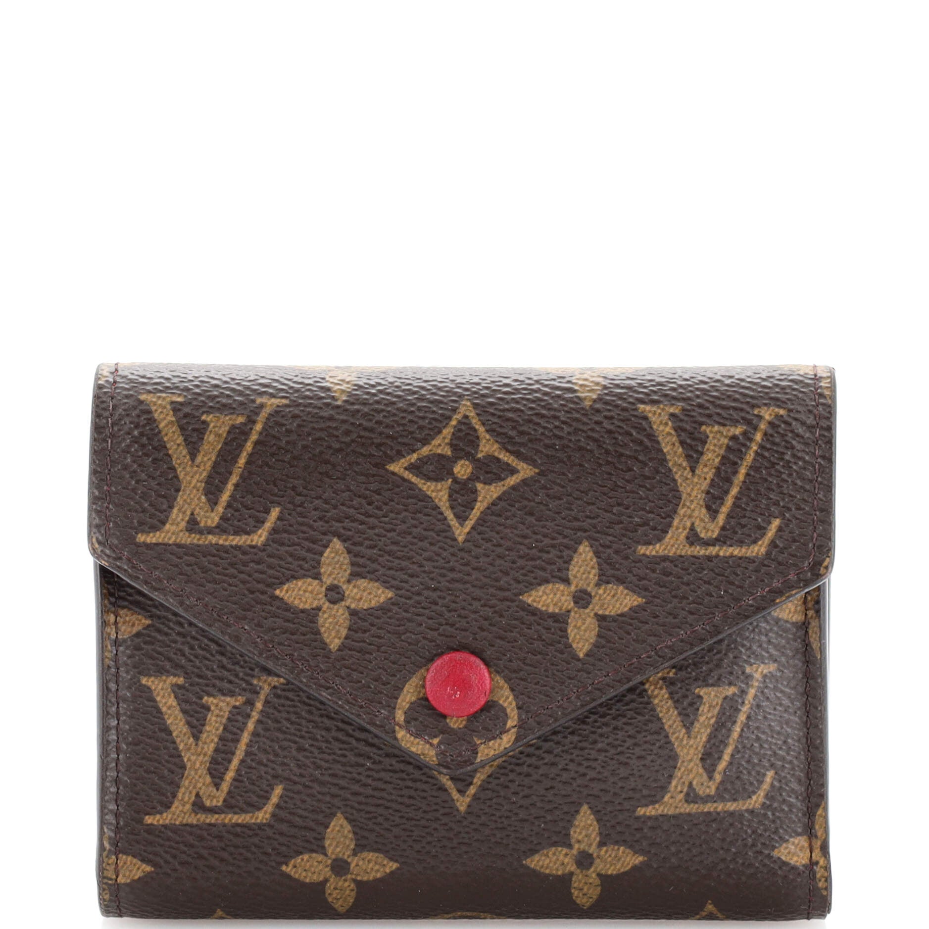 Pre-owned Louis Vuitton 2005 Porte Monnaie Plat Wallet In Brown