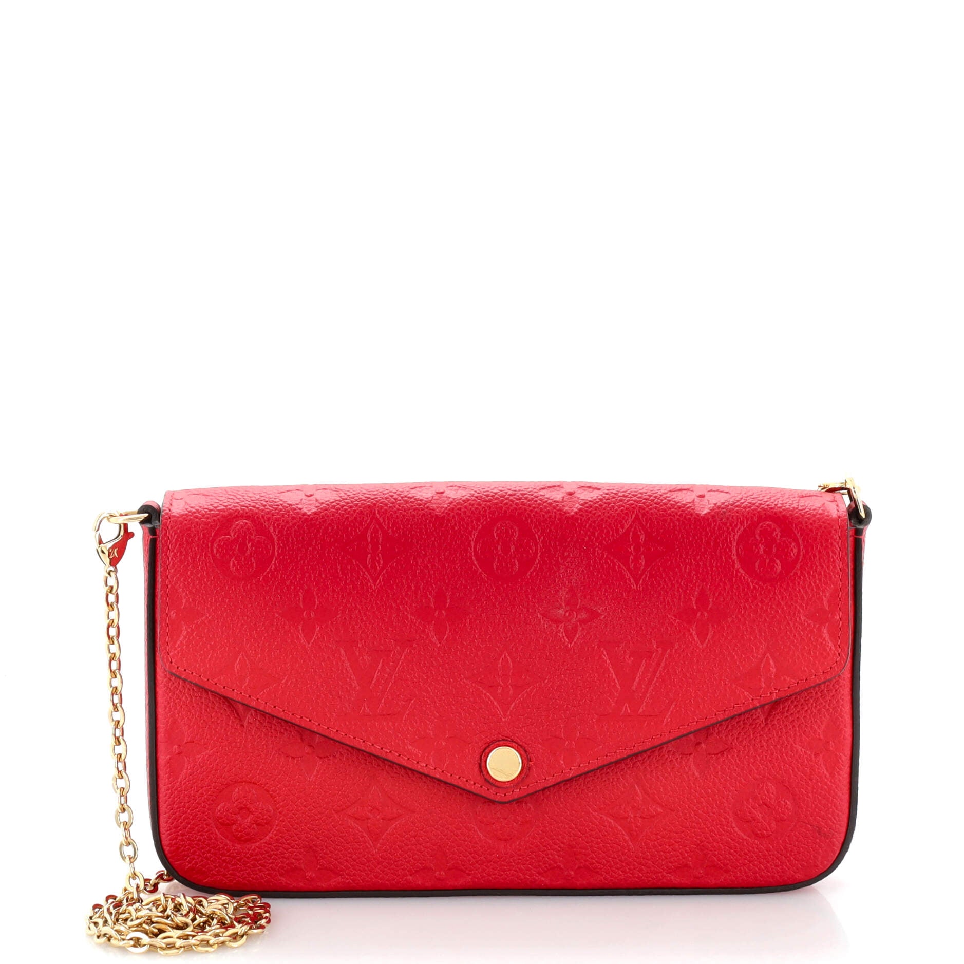 LOUIS VUITTON Pochette Felicie Empreinte Leather Crossbody Bag Red