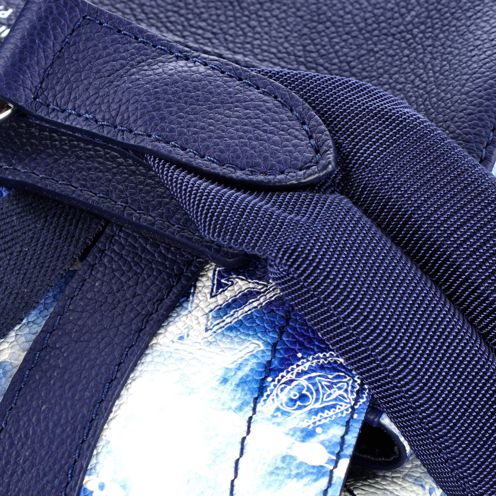 Louis Vuitton Randonnee Backpack Limited Edition Monogram Bandana Leather PM Blue