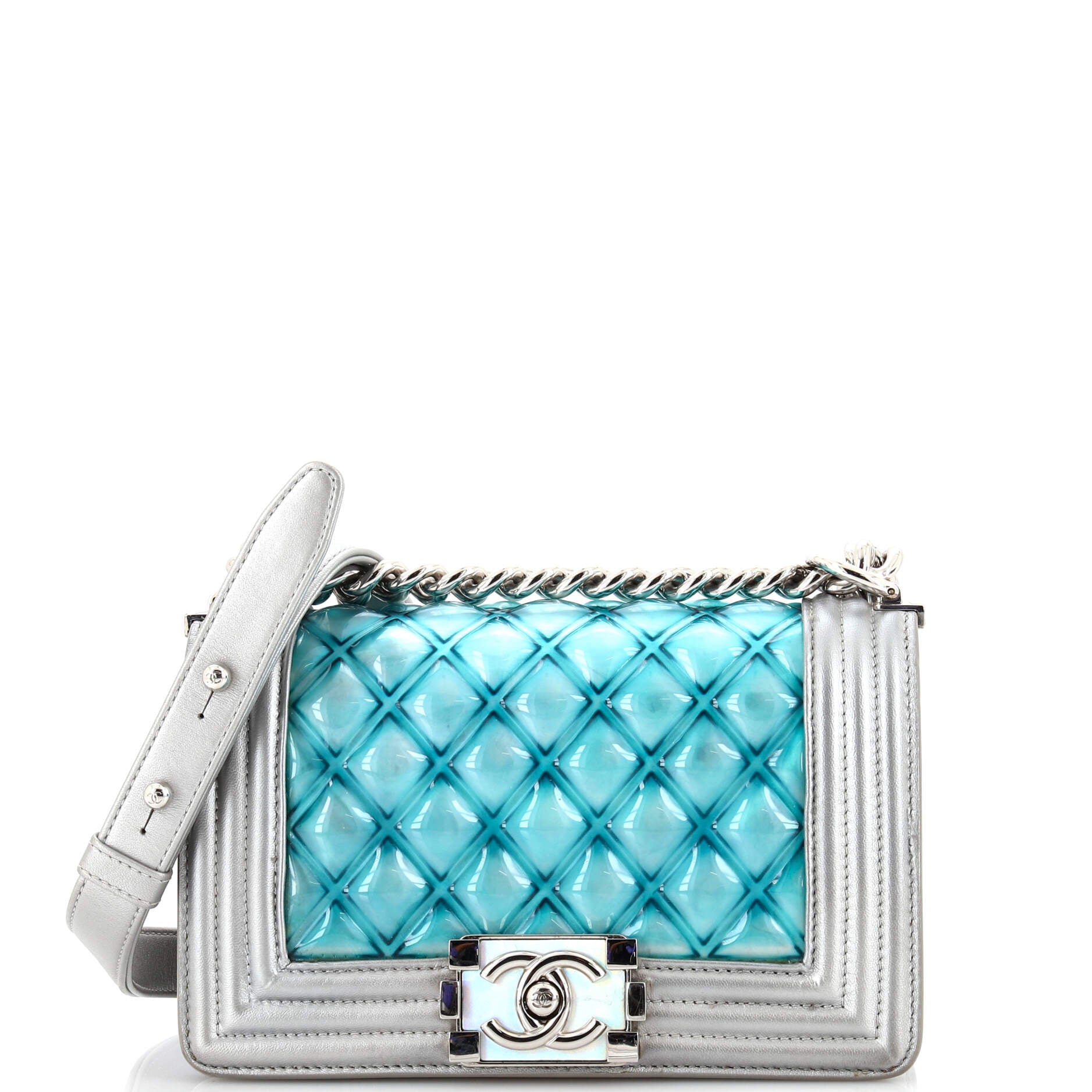 Chanel Boy Flap Bag Chevron Lambskin with Holographic PVC Old