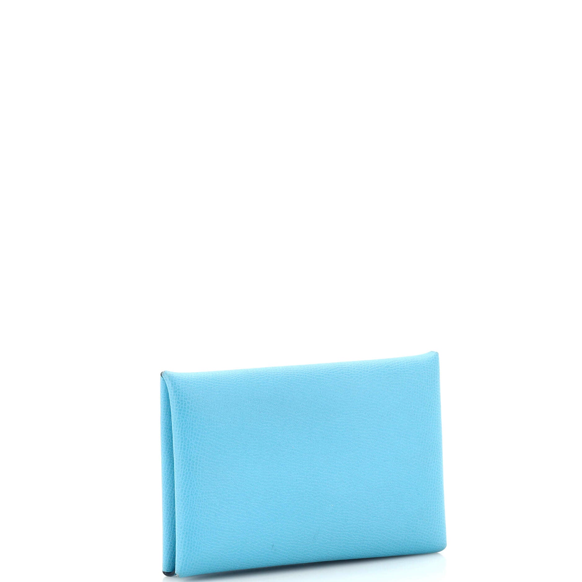 Hermes Calvi Card Holder Epsom Leather Gold Hardware In Sky Blue