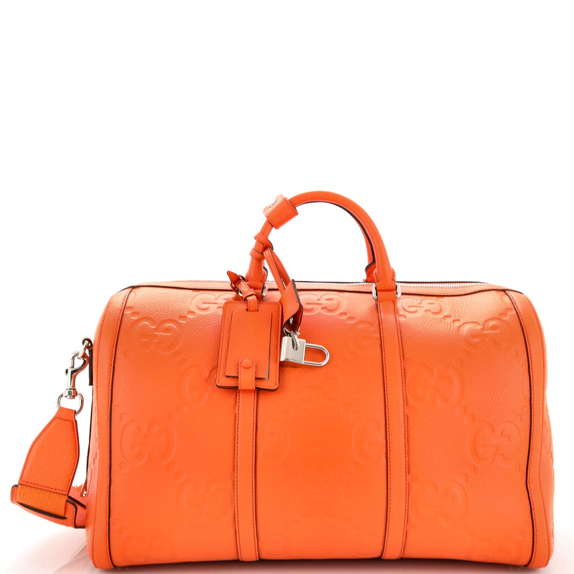 Gucci Large GG Embossed Duffle Bag - Orange Luggage and Travel