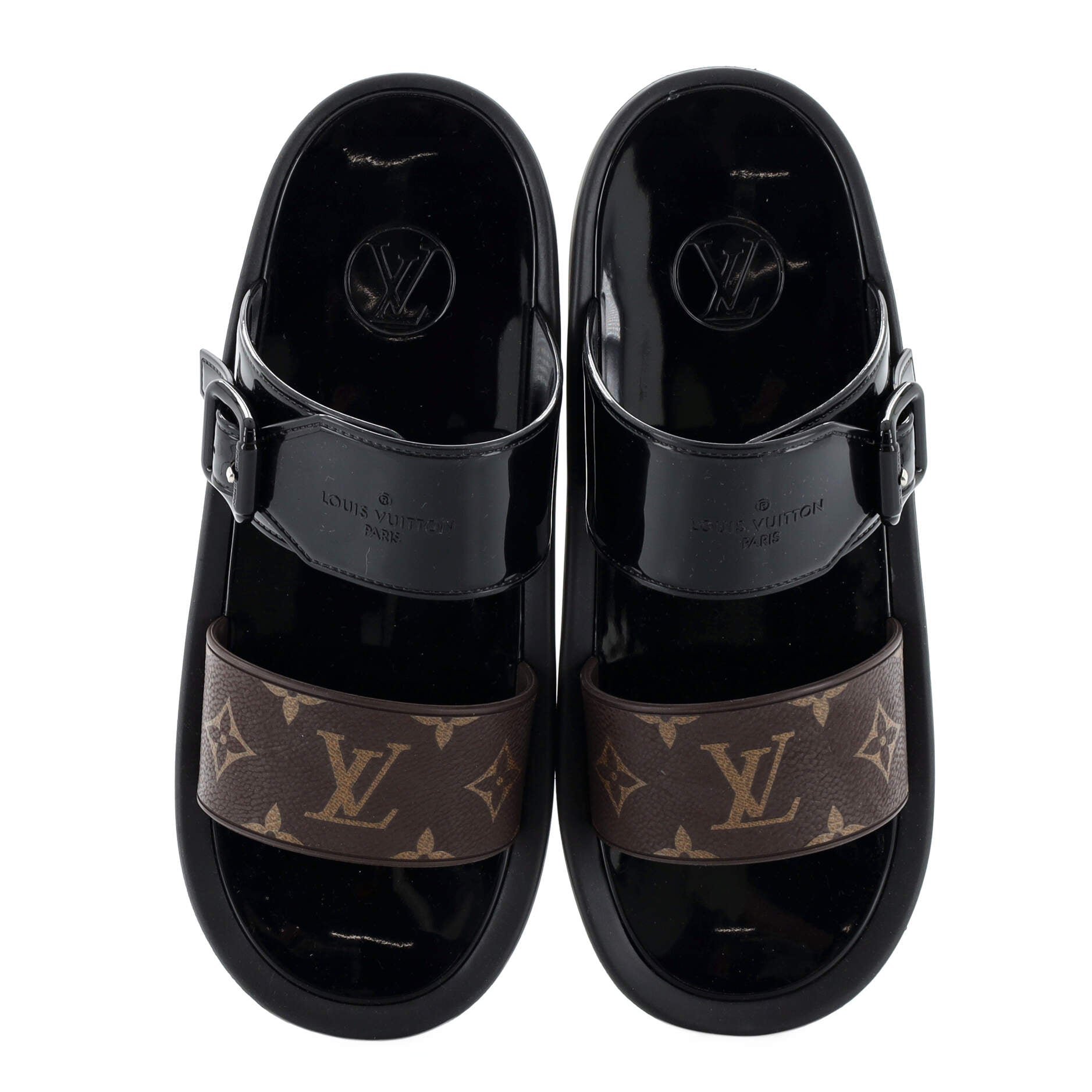 LOUIS VUITTON Monogram Mules Logo Sunbath Flat Slides 41 11 MA0157