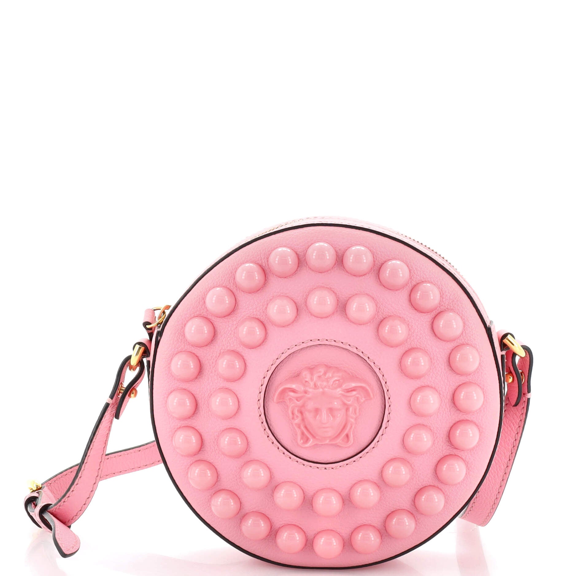 Red Versace Quilted Round La Medusa Camera Bag