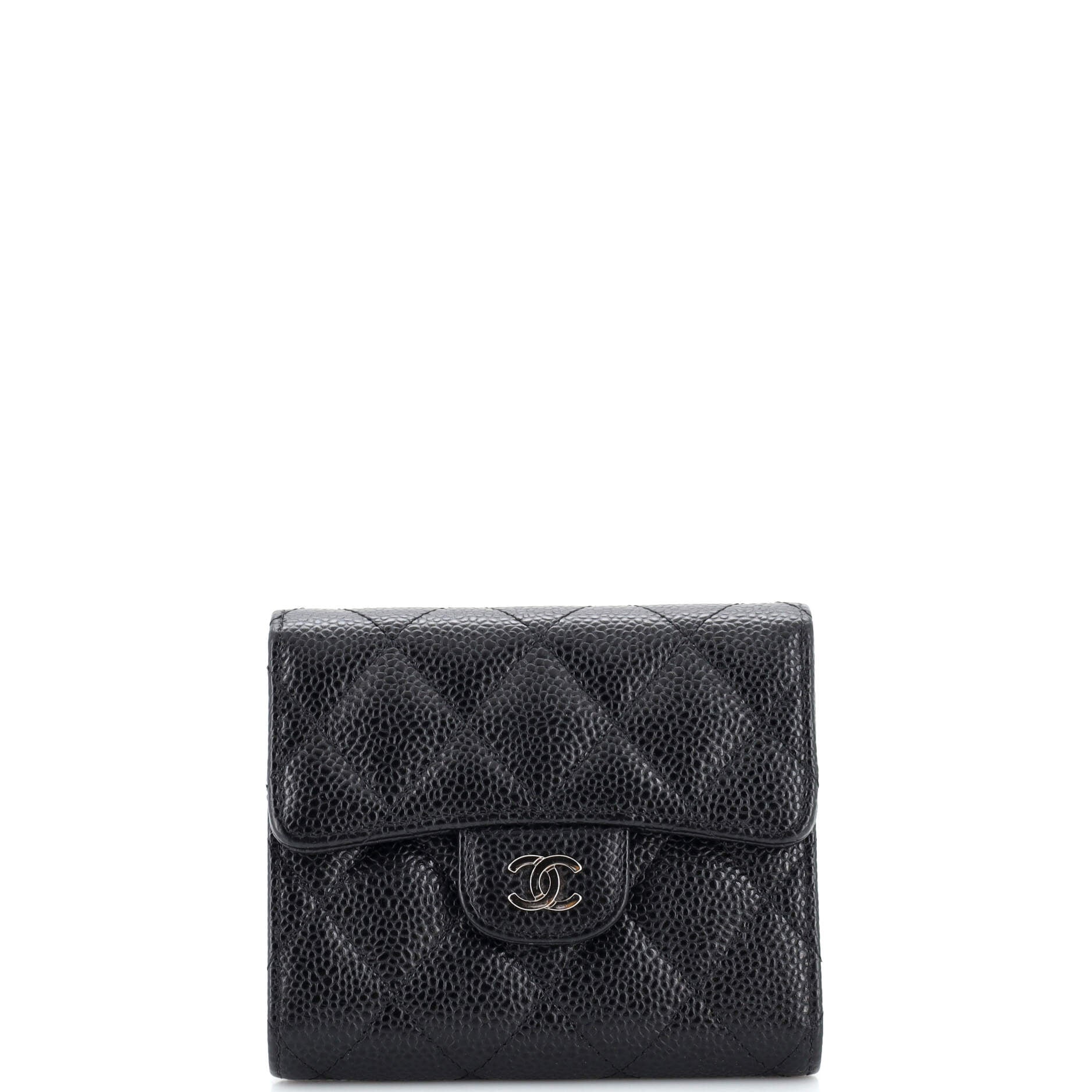 CHANEL Golden Class Flap Wallet Quilted Caviar