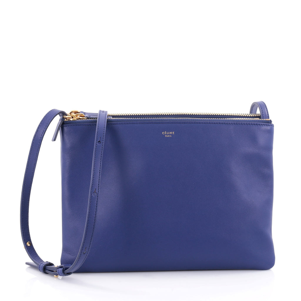 Buy Celine Trio Crossbody Bag Leather Small Blue 2380403 – Rebag