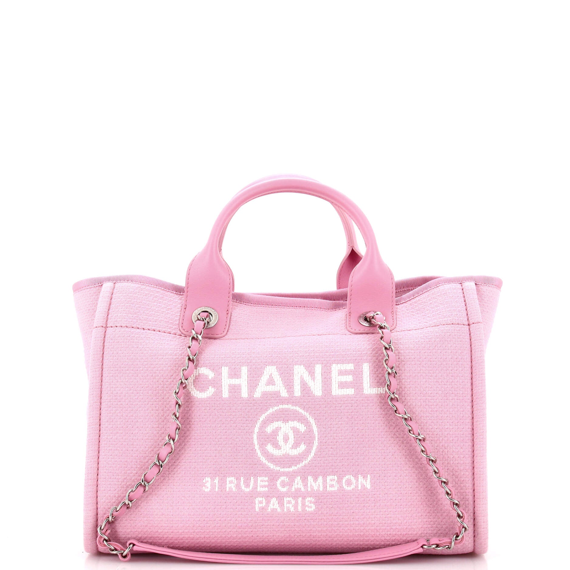 Chanel Pink Mixed Fibers Small Deauville Tote Silver Hardware