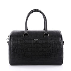 SAINT LAURENT Duffle Bag Crocodile Embossed Leather Bag