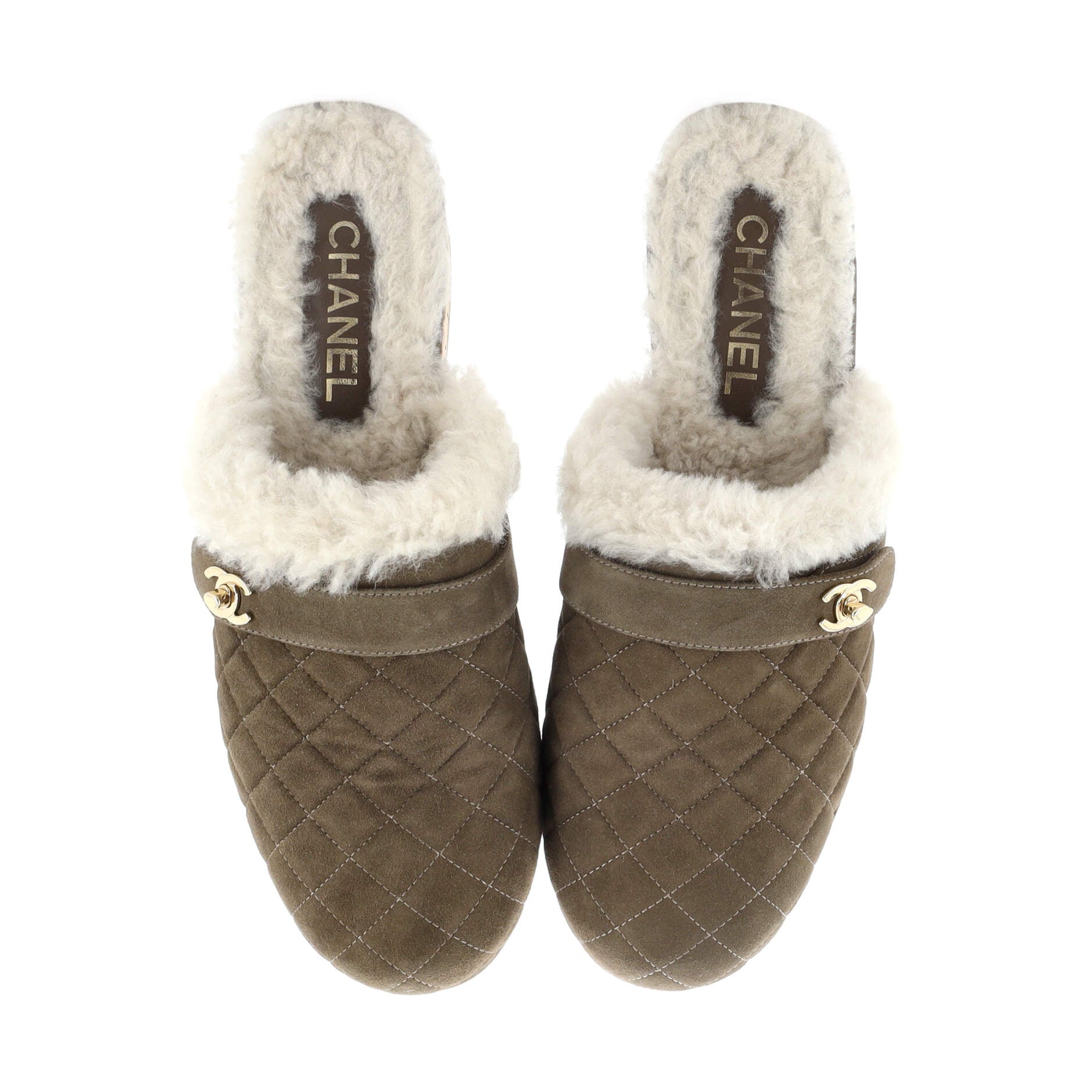 chanel fur clogs