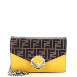 Fendi F is Envelope Flat Pouch Zucca Embossed Leather Large