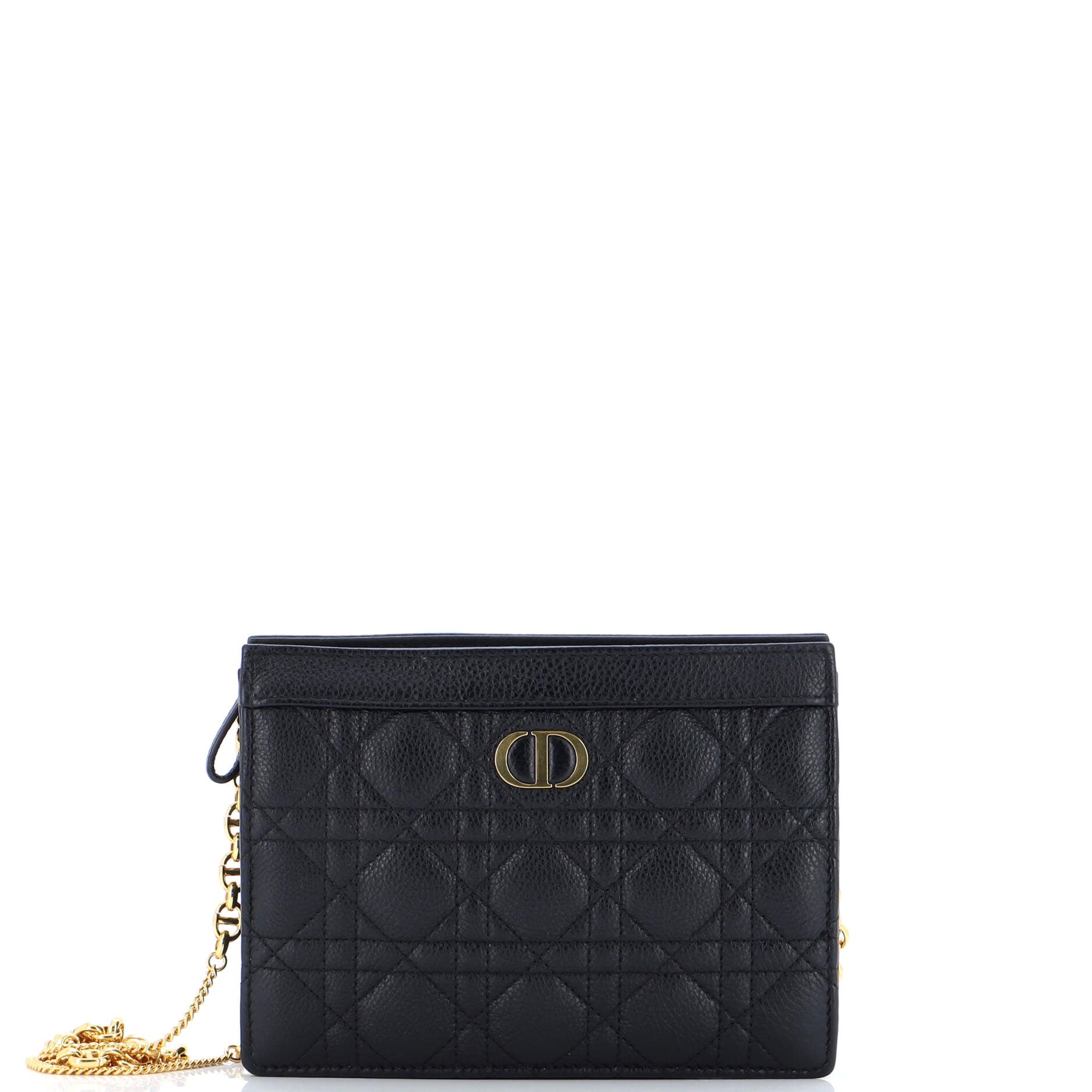 Caro Clutch with Chain Cannage Quilt Calfskin Small