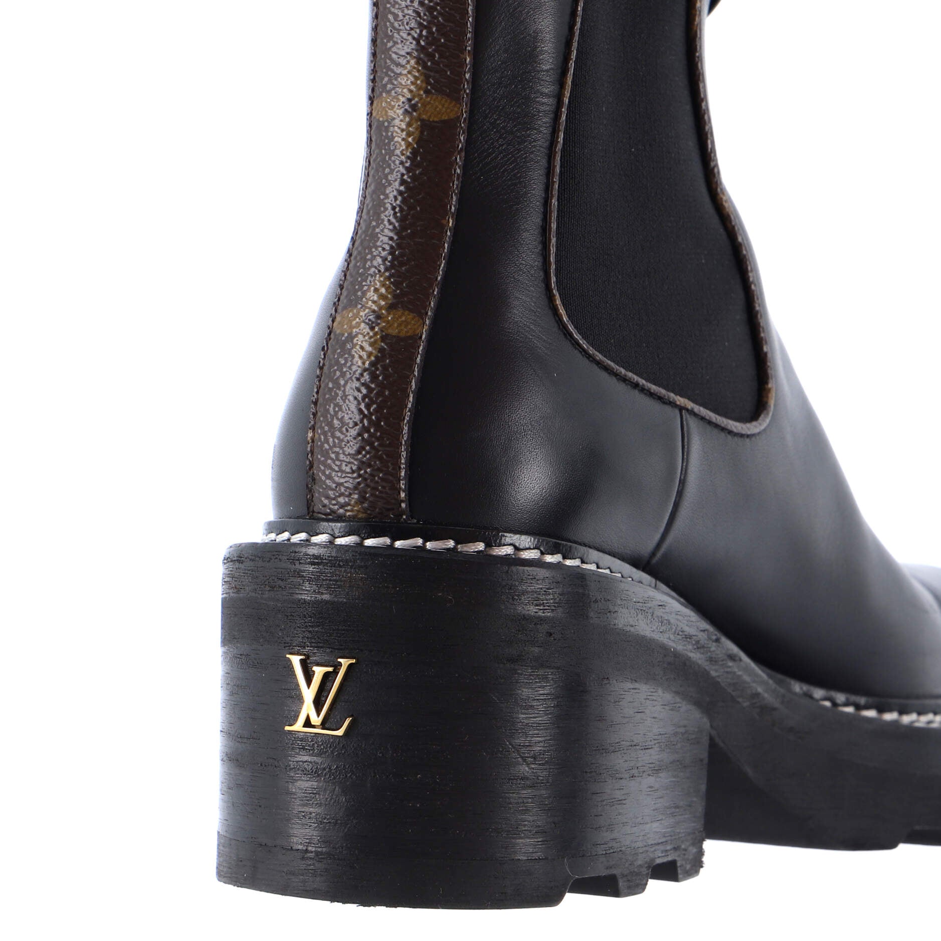 Louis Vuitton Black/Brown Knit Fabric And Monogram Canvas Ankle