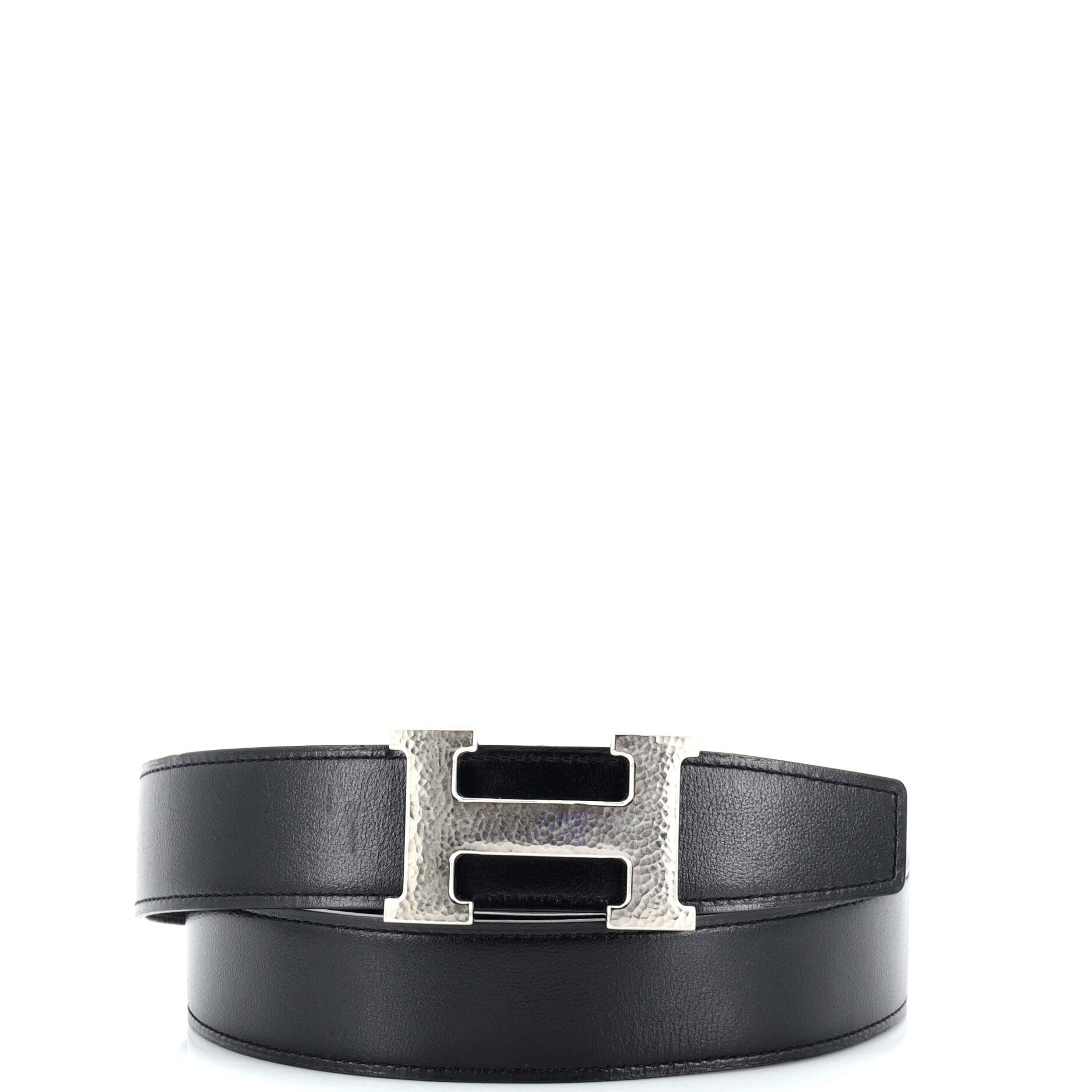 Constance Martelee H Reversible Belt Leather with Hammered Hardware Medium 70