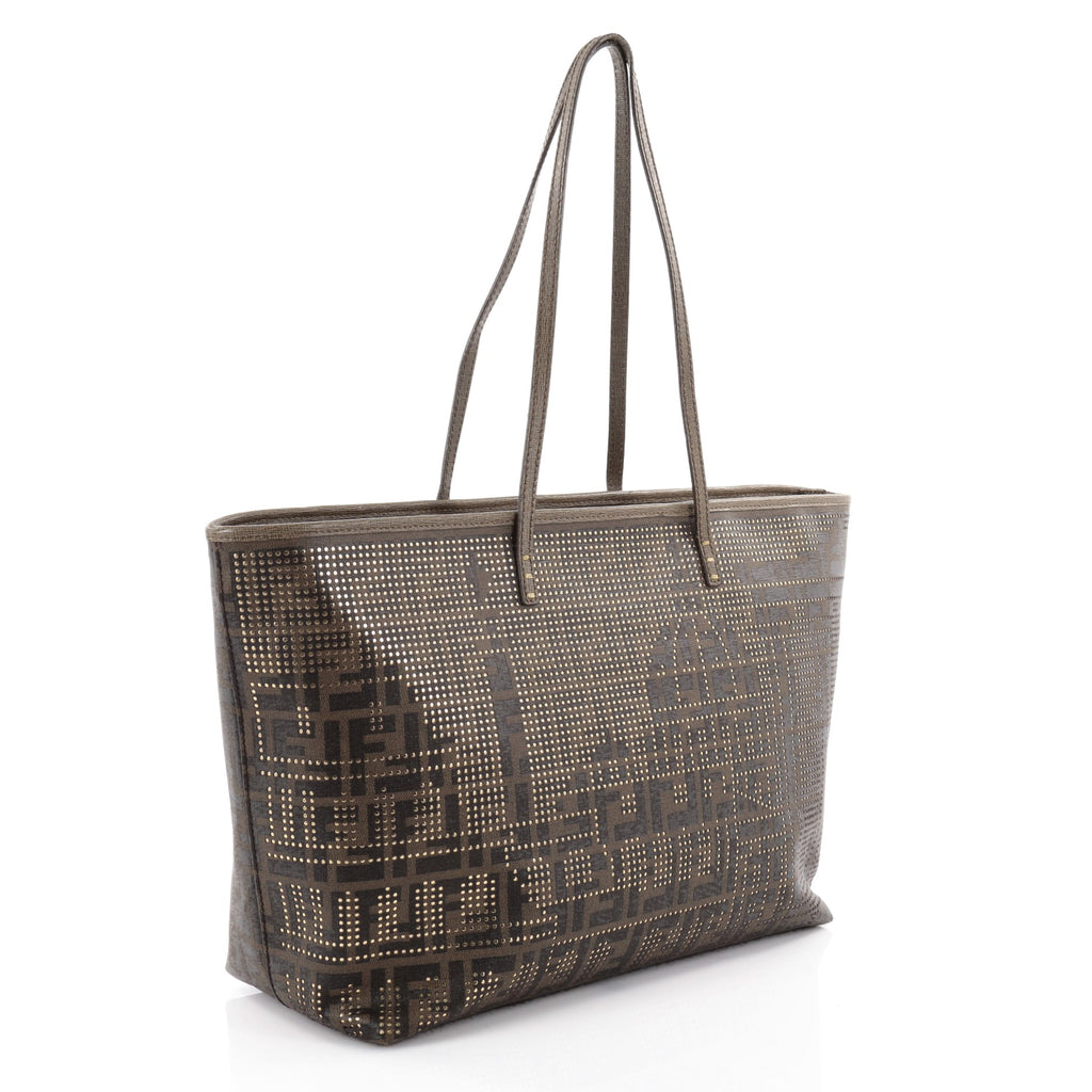 Buy Fendi Roll Tote Perforated Zucca Canvas Large Brown 2408701 – Trendlee