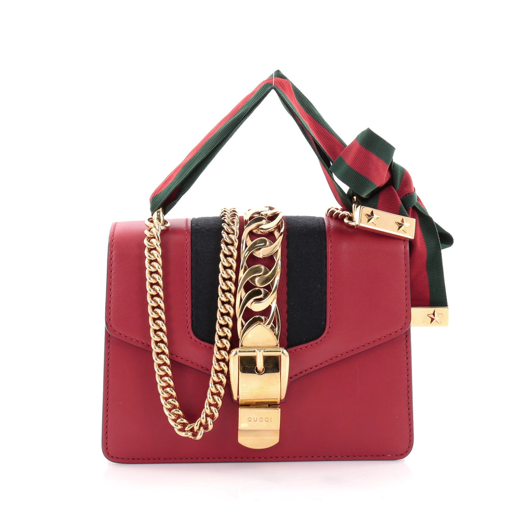 Buy Gucci Sylvie Chain Shoulder Bag Leather Mini Red 2416901 – Trendlee