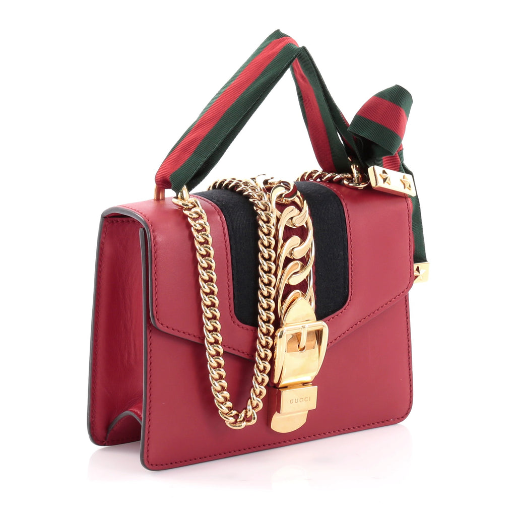 Buy Gucci Sylvie Chain Shoulder Bag Leather Mini Red 2416901 – Trendlee