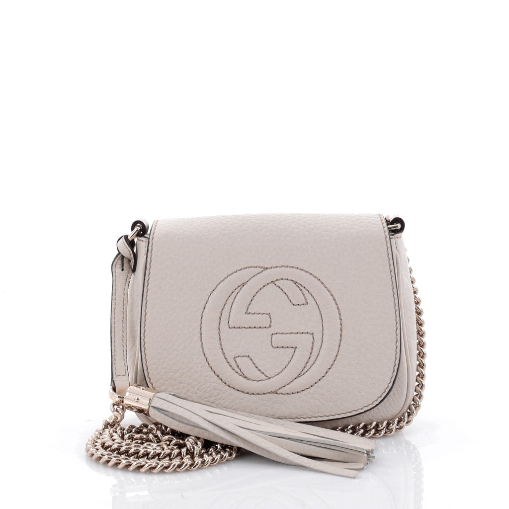 Buy Gucci Soho Chain Crossbody Bag Leather Small White 2446801 – Trendlee
