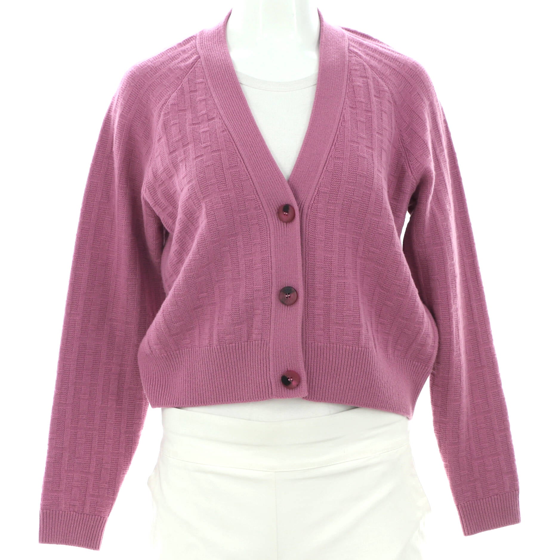 Women's H Pattern V-Neck Cardigan Wool