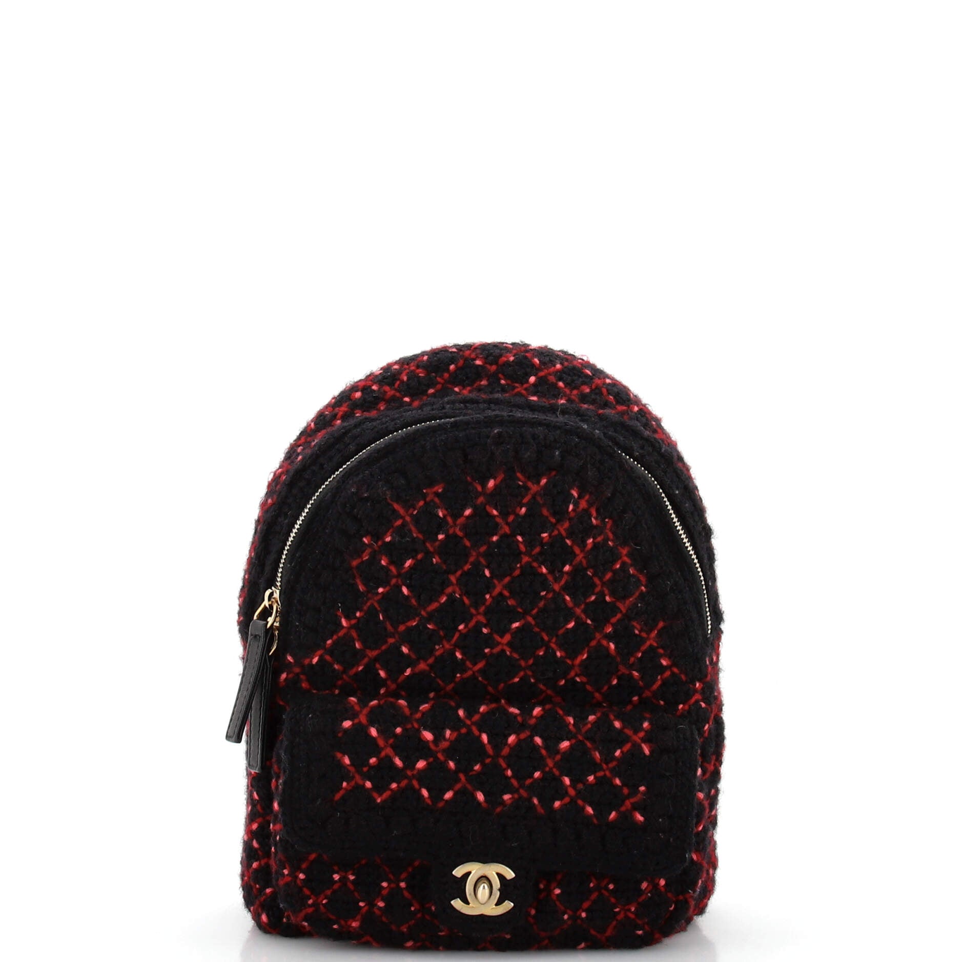 CC Pocket Backpack Knit Fabric and Leather Mini
