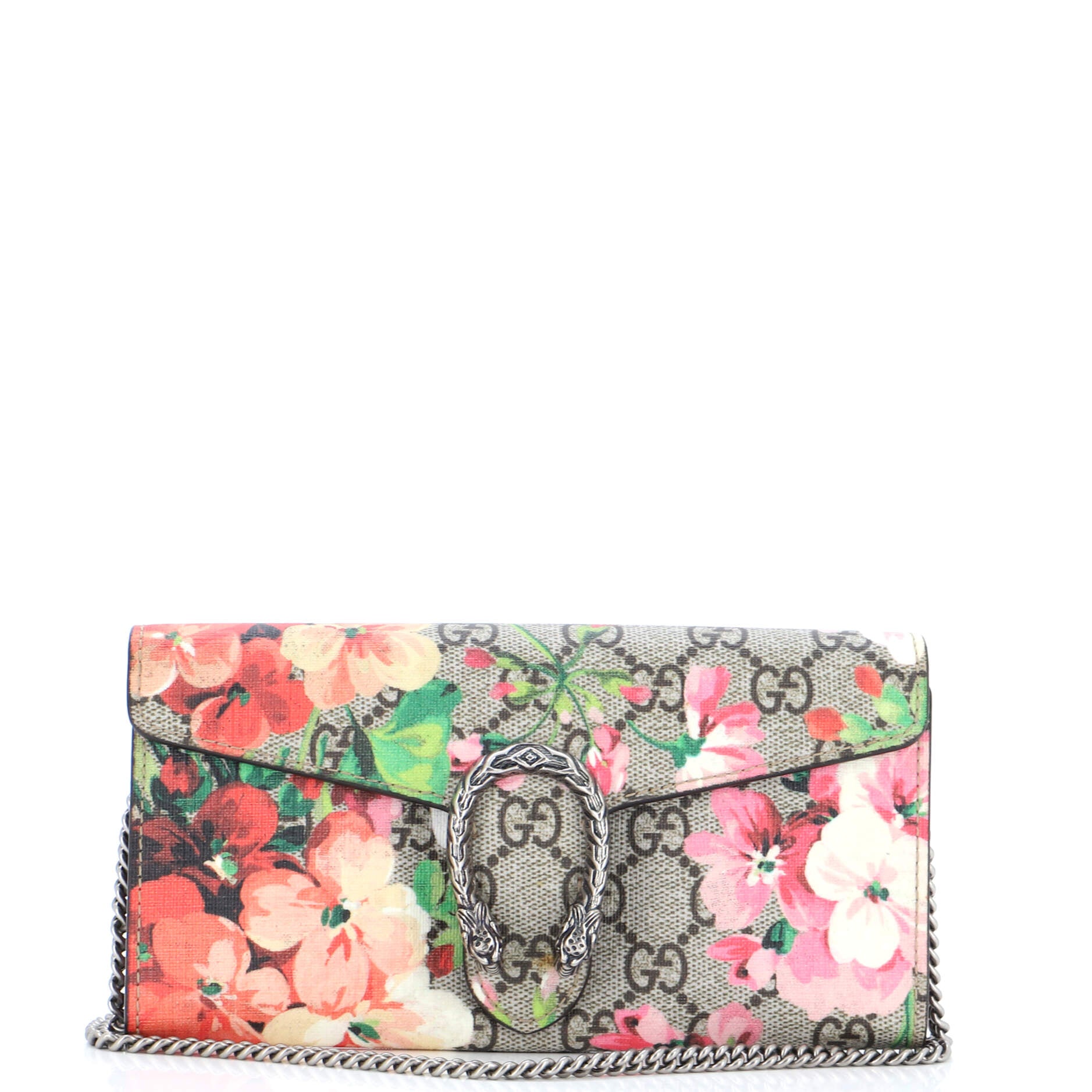 Dionysus Chain Wallet Blooms Print GG Coated Canvas Long